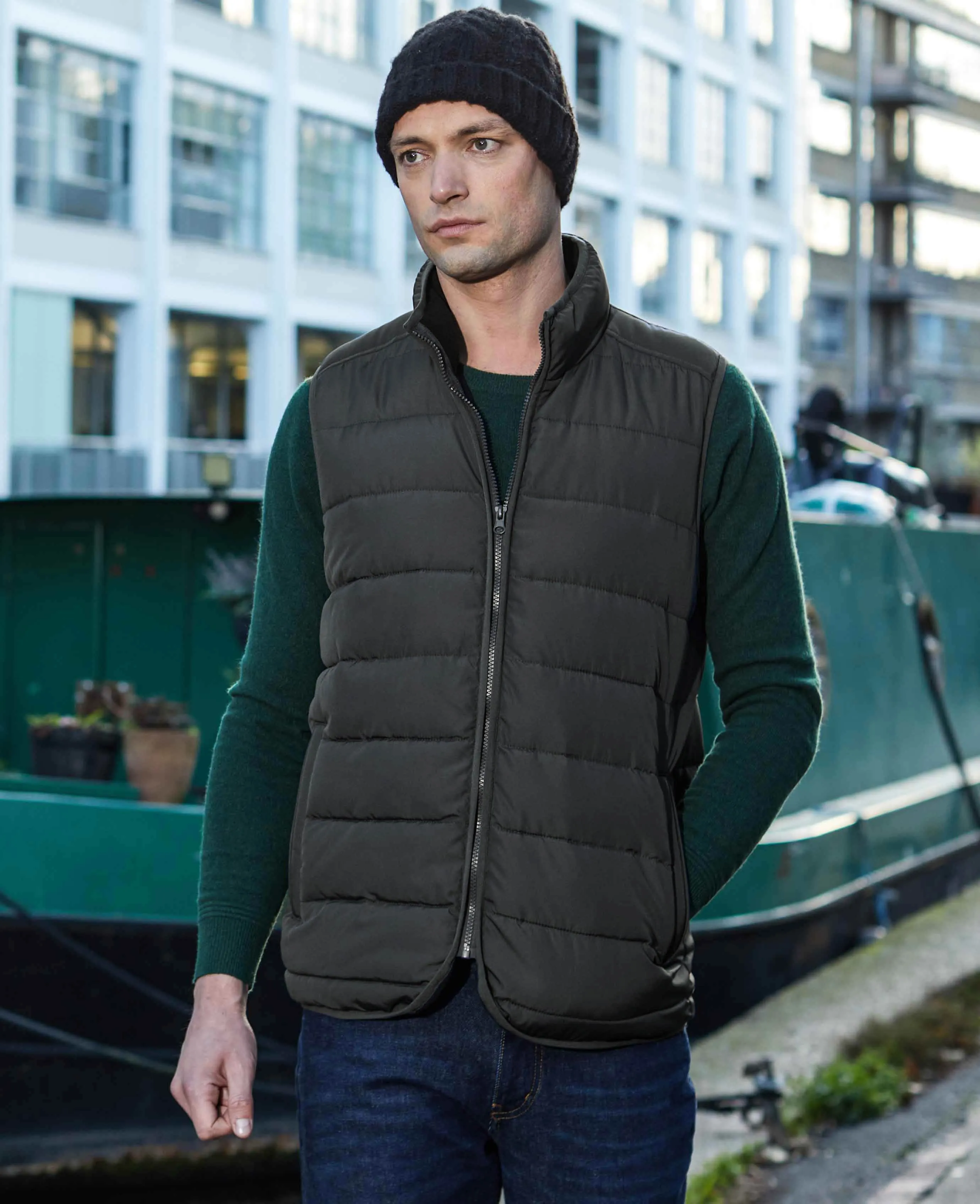 100% Recycled  Dark Grey Quilted Gilet