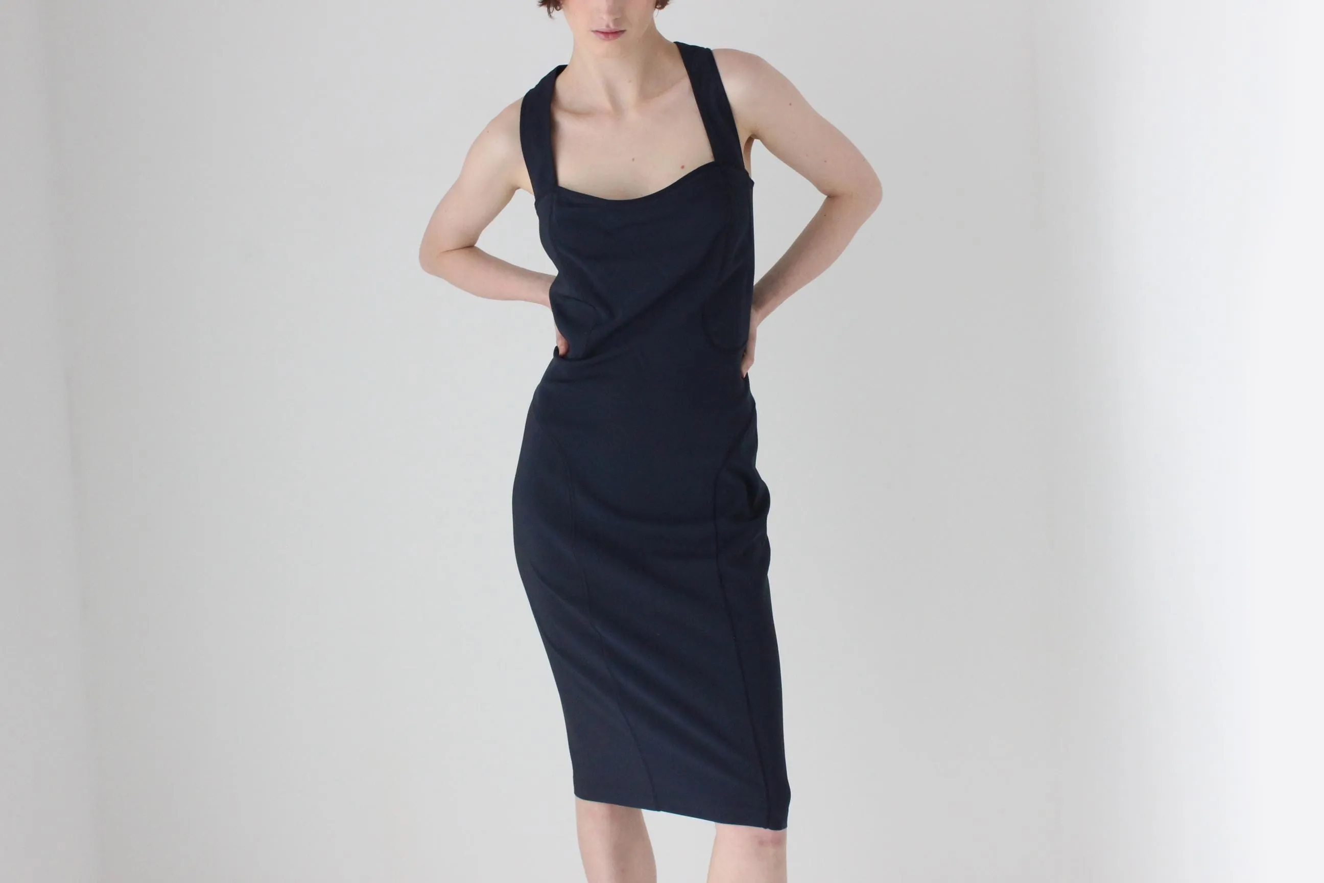 2000s Gianfranco Ferre Midnight Blue Scuba Dress