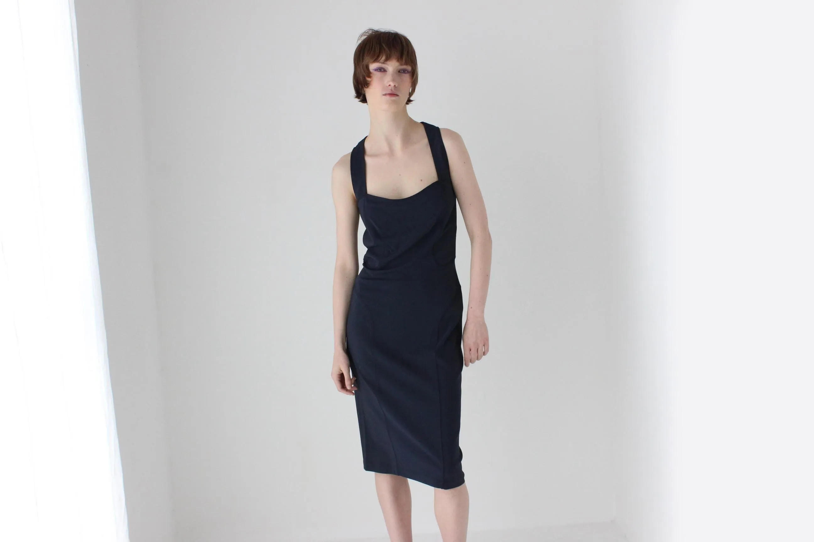 2000s Gianfranco Ferre Midnight Blue Scuba Dress