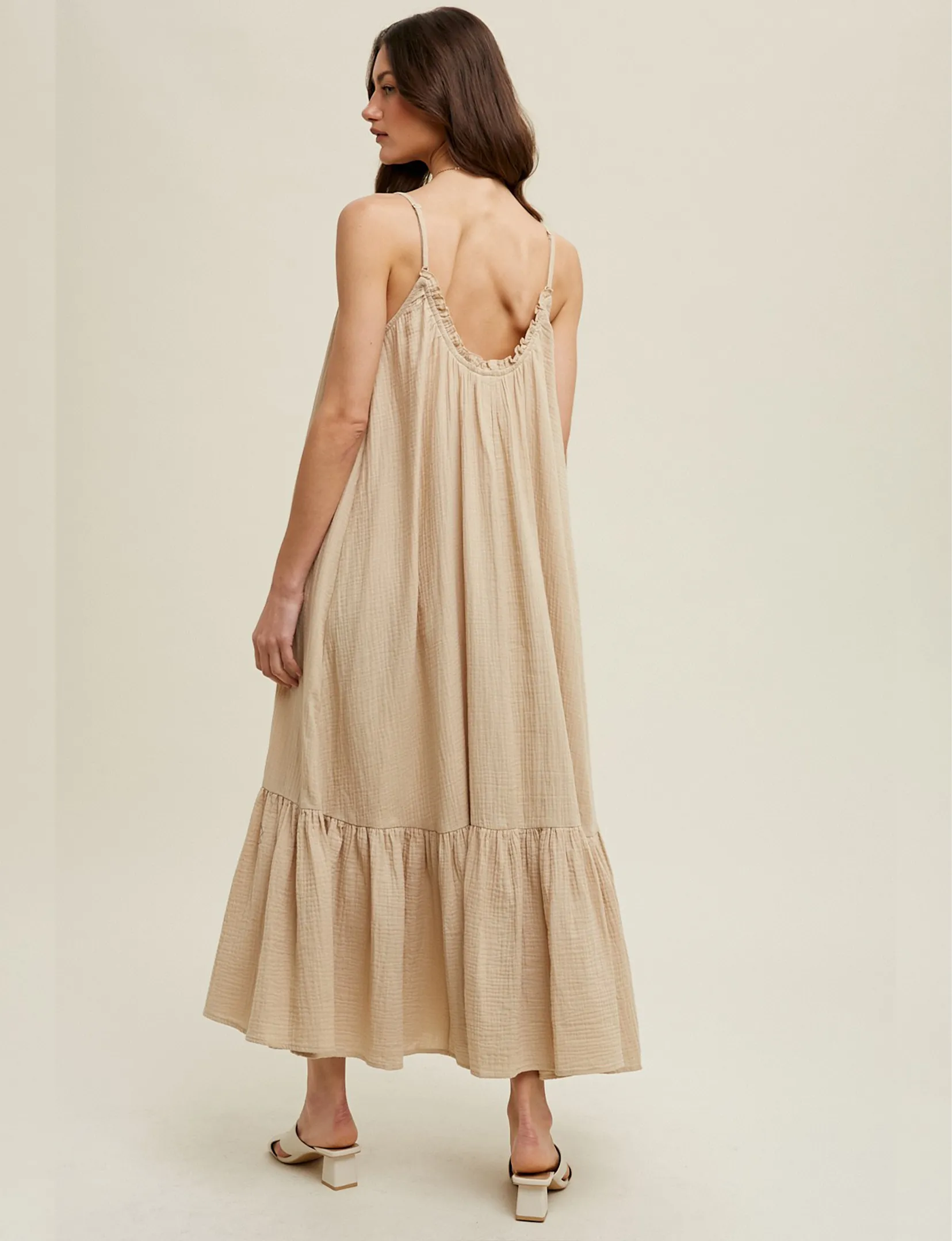 Adara Cotton Maxi Dress, Taupe