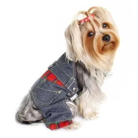 Adorable Stripy Denim Dog Overall