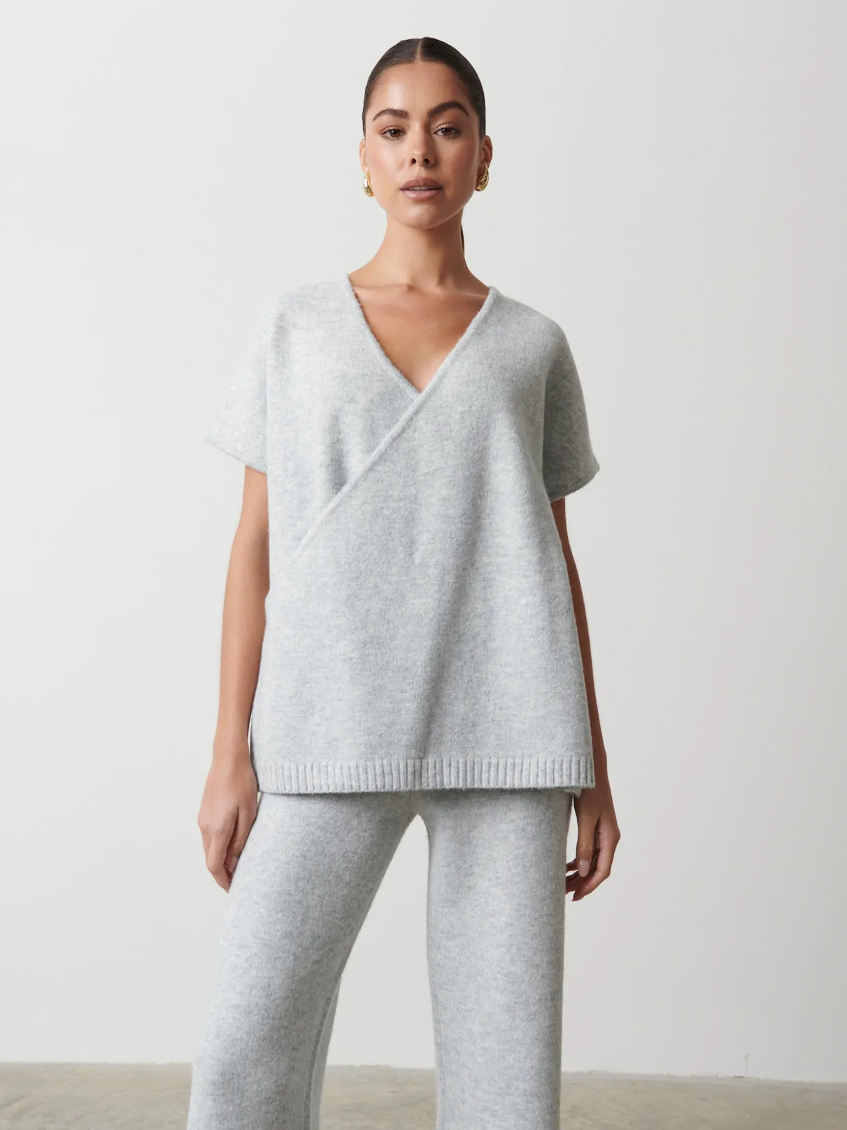 Alexia Cross Over Knitted Vest - Grey