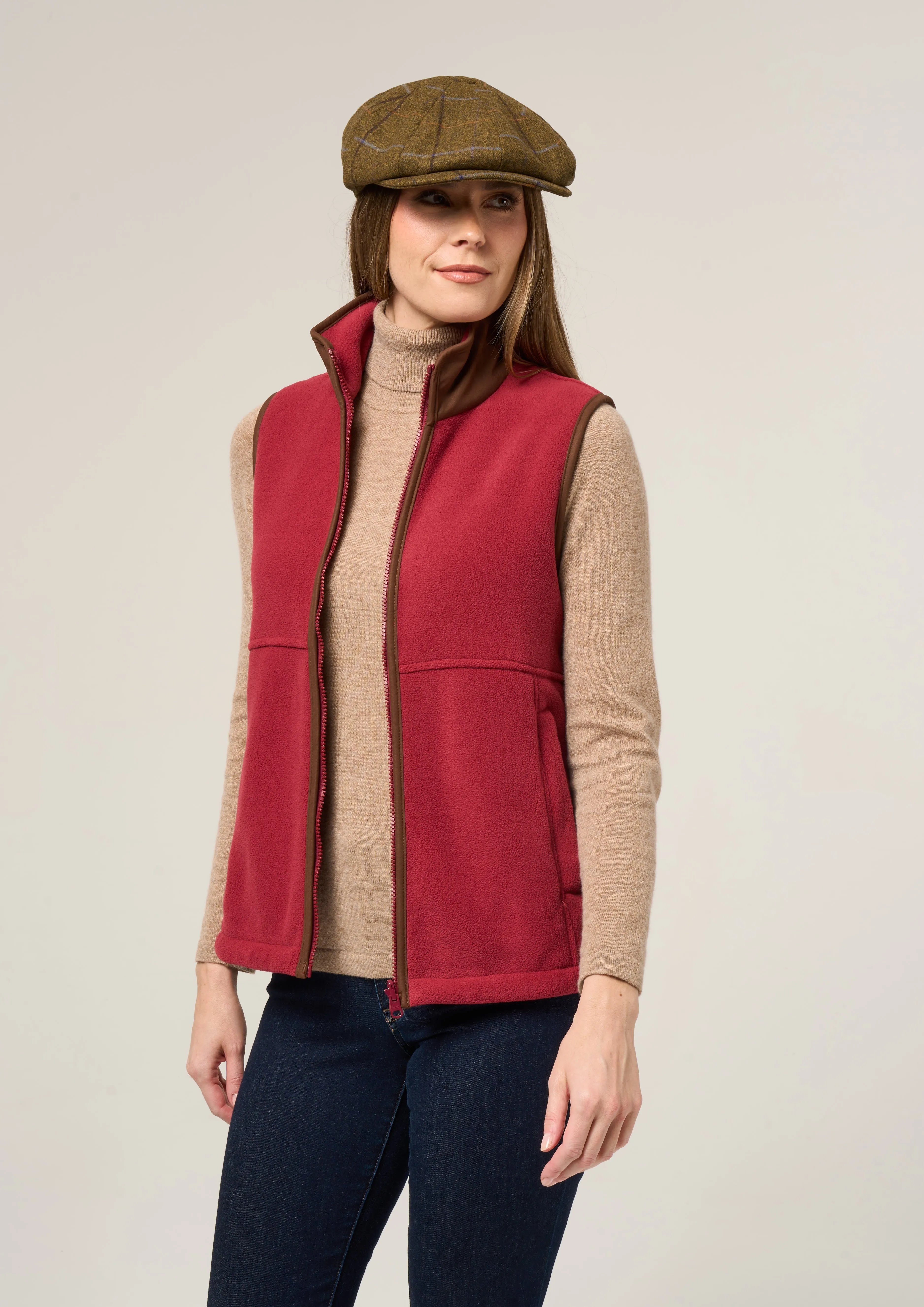 Aylsham Ladies Fleece Gilet In Cranberry - Regular Fit