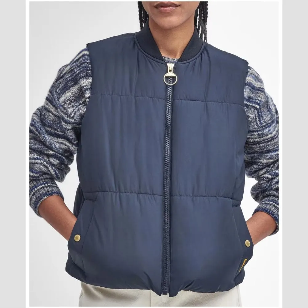 Barbour Fay Gilet In Dark Navy/ Military Brown