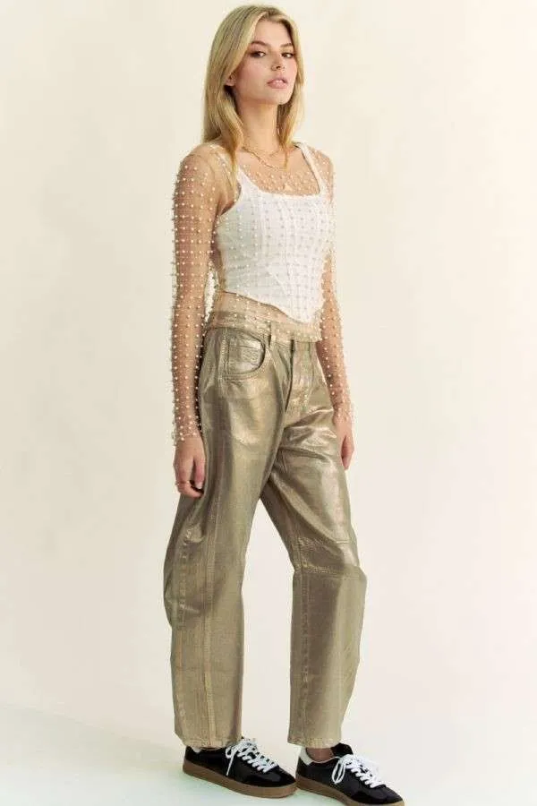 Beads & Pearls Mesh Top