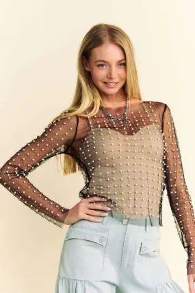 Beads & Pearls Mesh Top