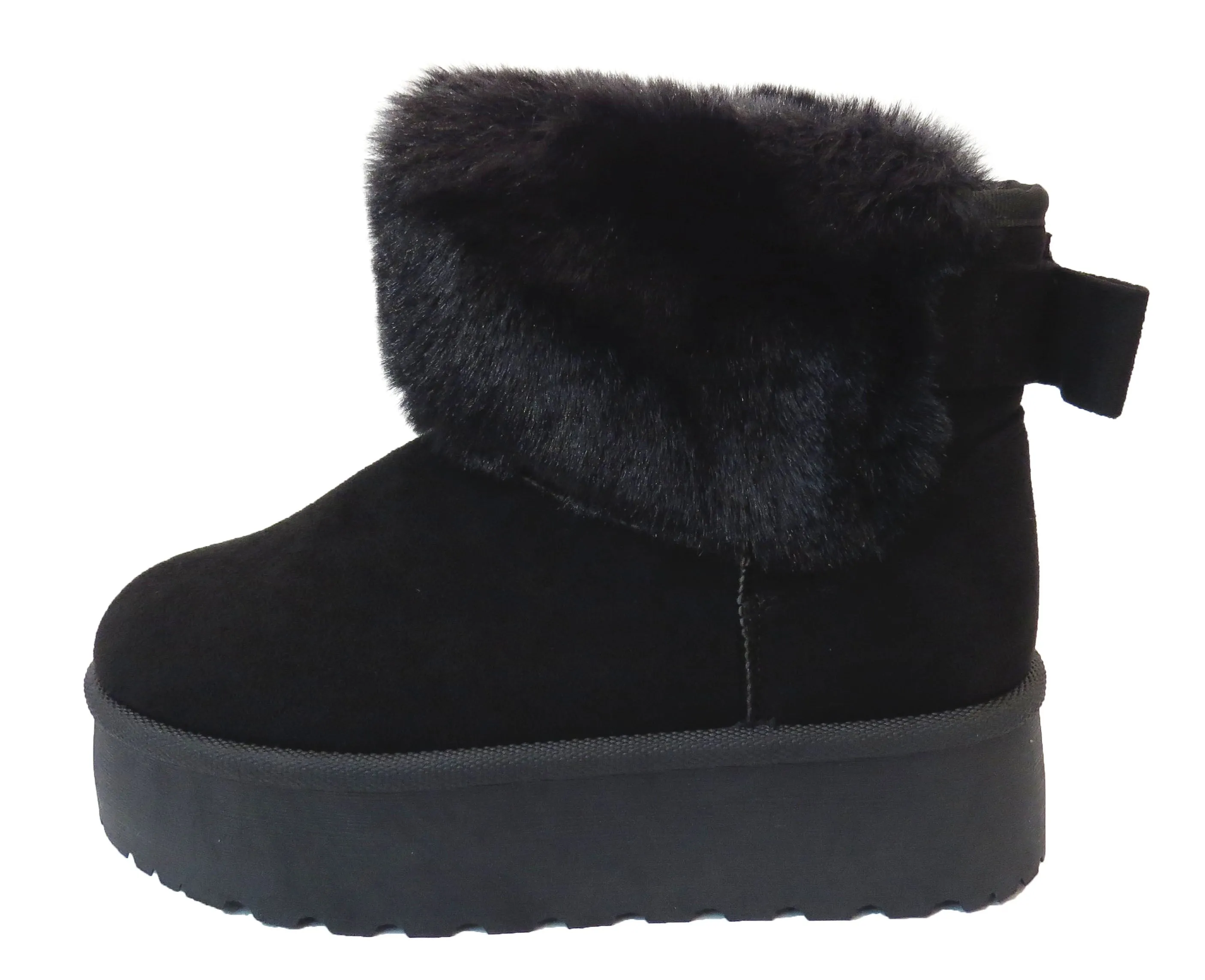 Betty Stylish Ladies Faux Suede Fur-Lined Collar Boots - Khaki, Black, Camel