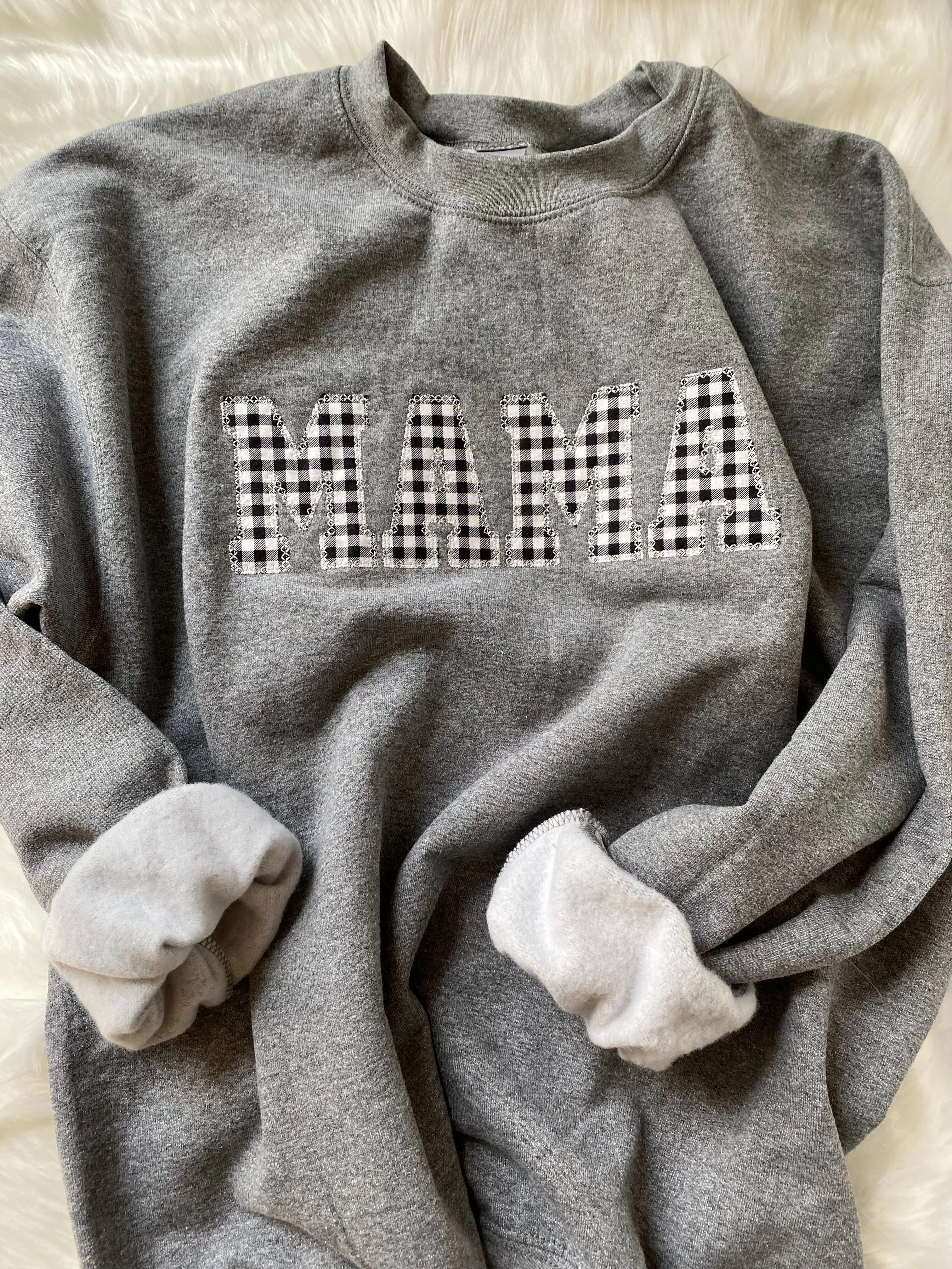 Black Gingham Dog Mom Sweatshirt | Personalized Mama Sweatshirt | Duke & Fox®