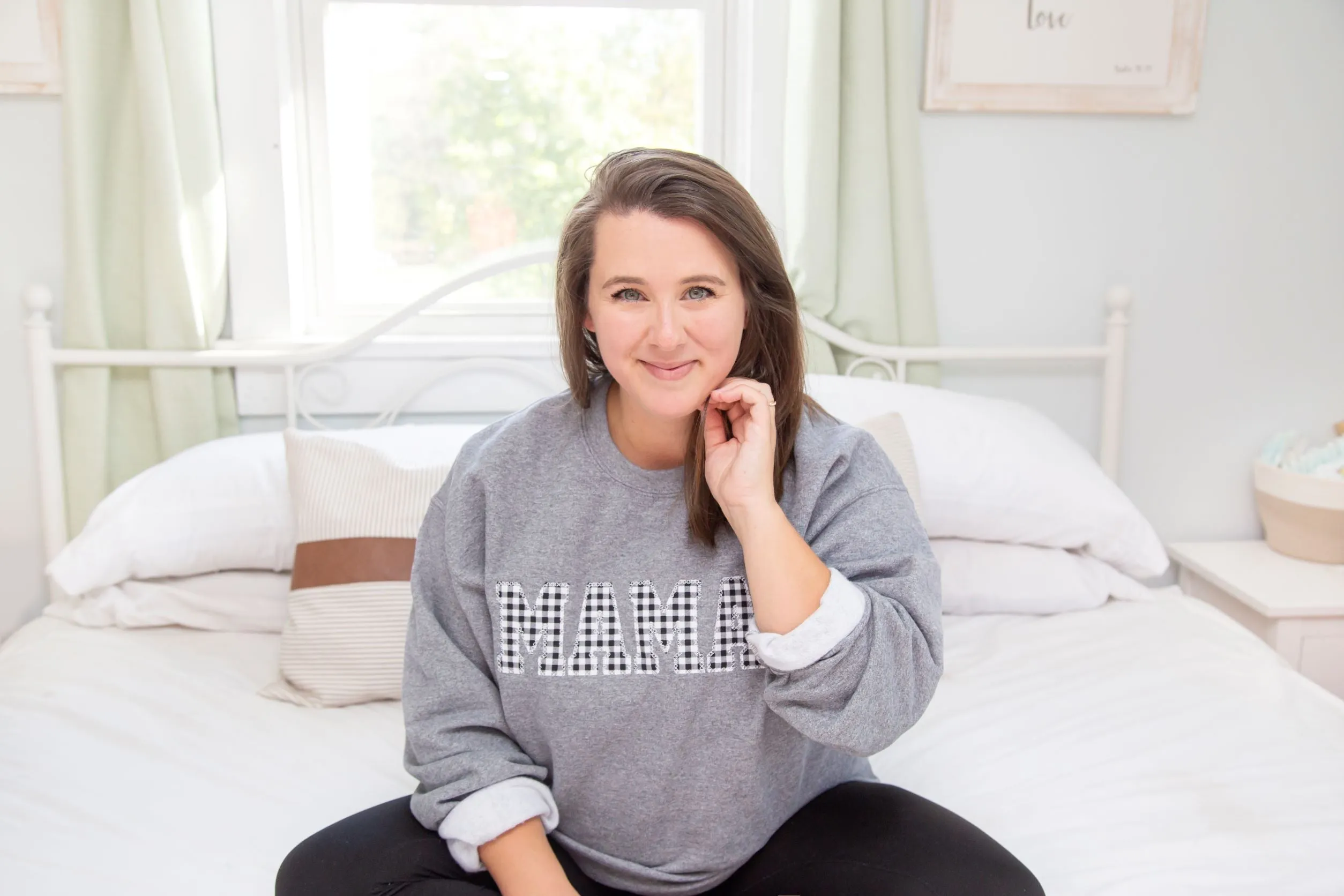 Black Gingham Dog Mom Sweatshirt | Personalized Mama Sweatshirt | Duke & Fox®