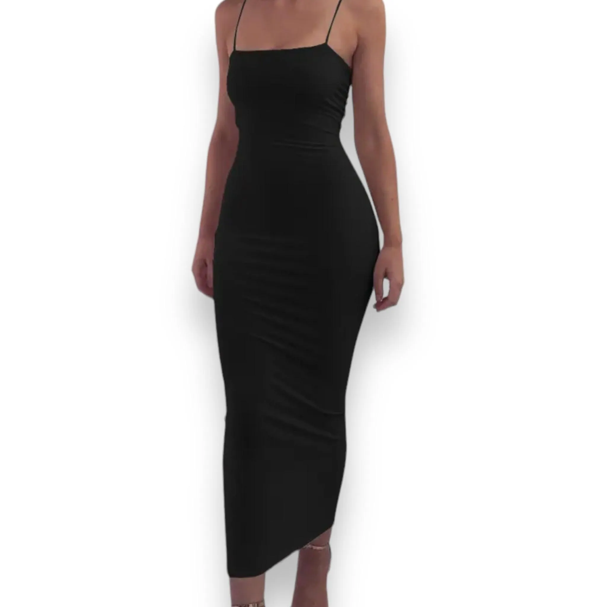 Black Soft Lounge Maxi Slip Dress