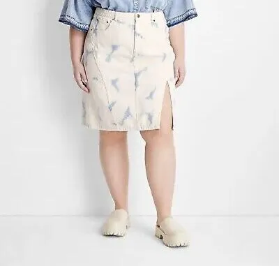 Bleached Denim Midi Skirt