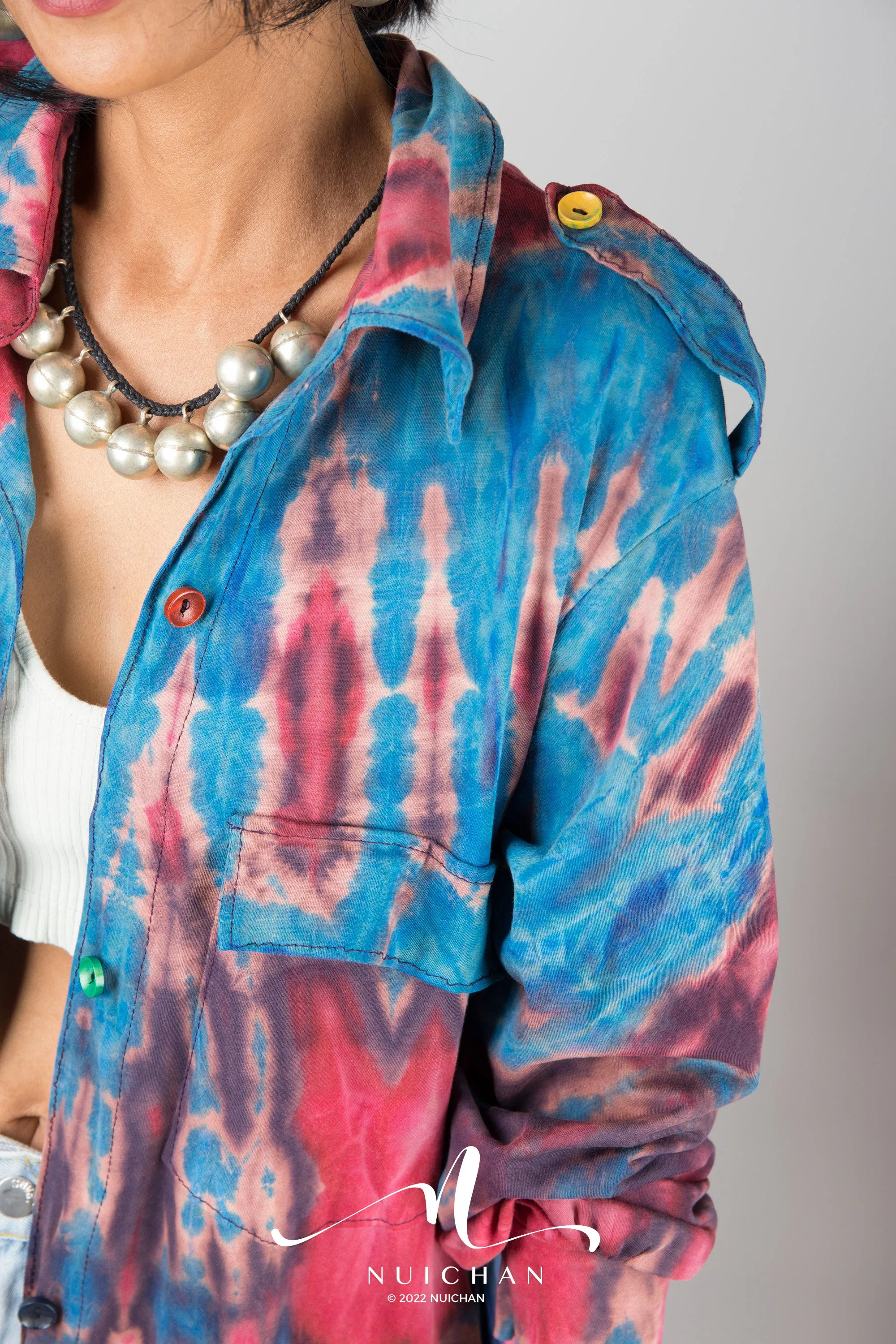 Blue Tie dye shirt dress