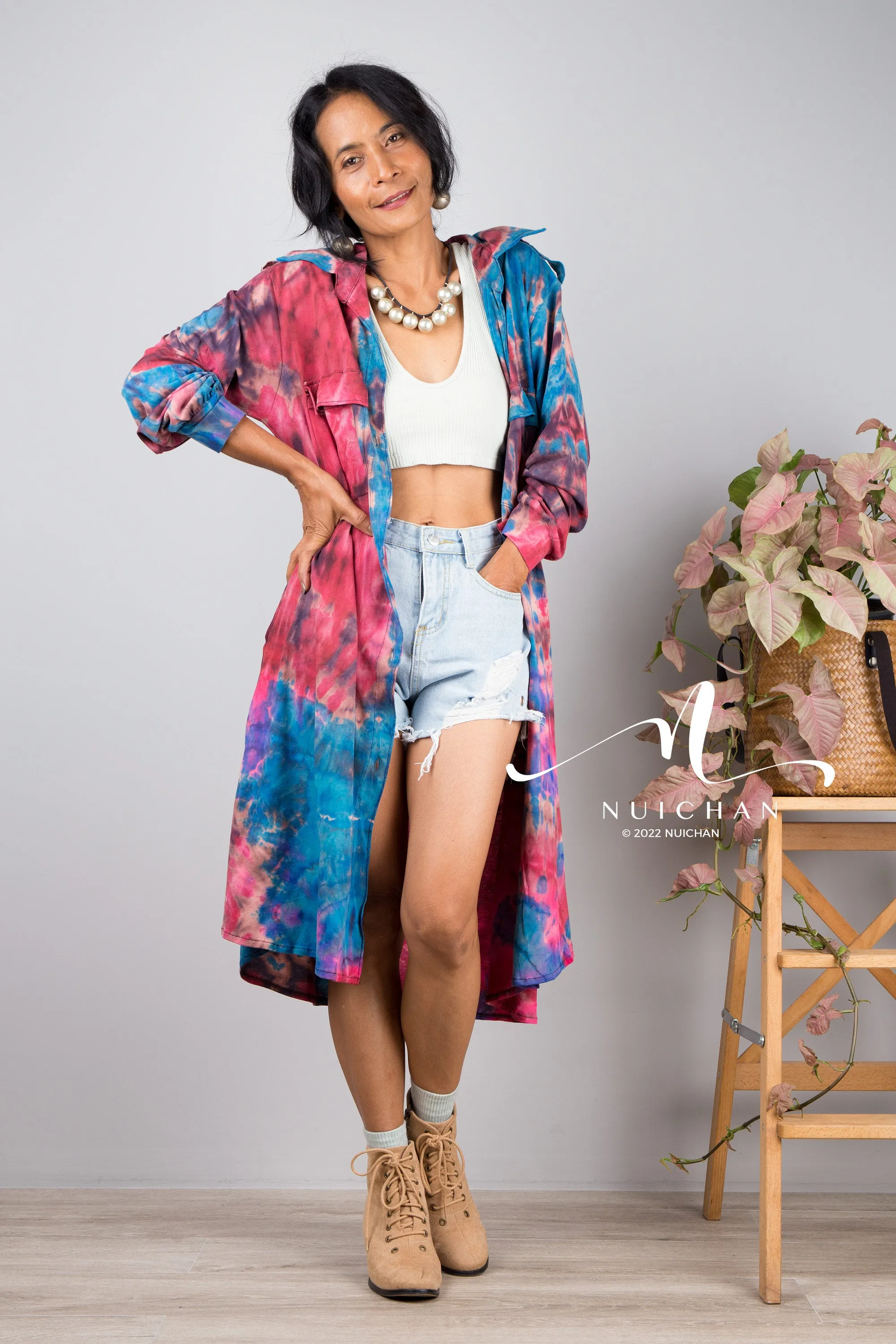 Blue Tie dye shirt dress