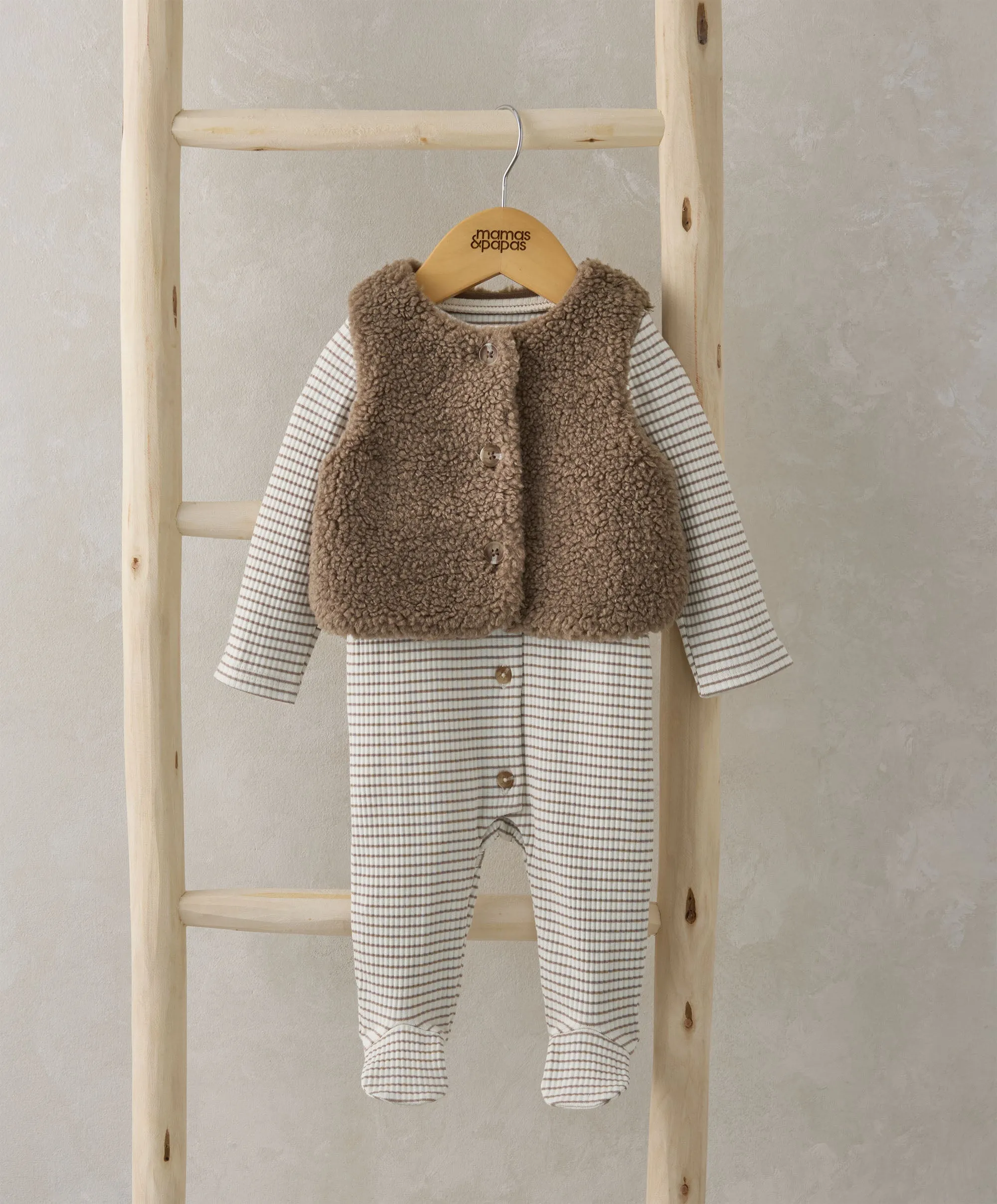 Borg Gilet & All in One Outfit Set - Sand