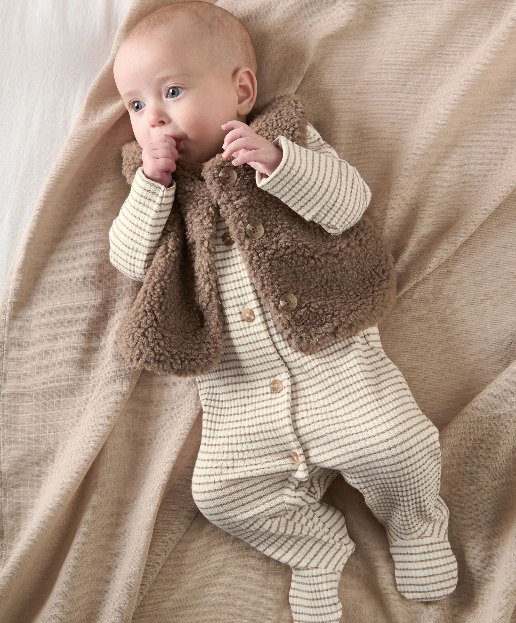 Borg Gilet & All in One Outfit Set - Sand