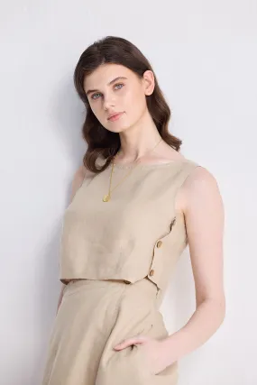 Boxy Crop Top in Neutral Beige