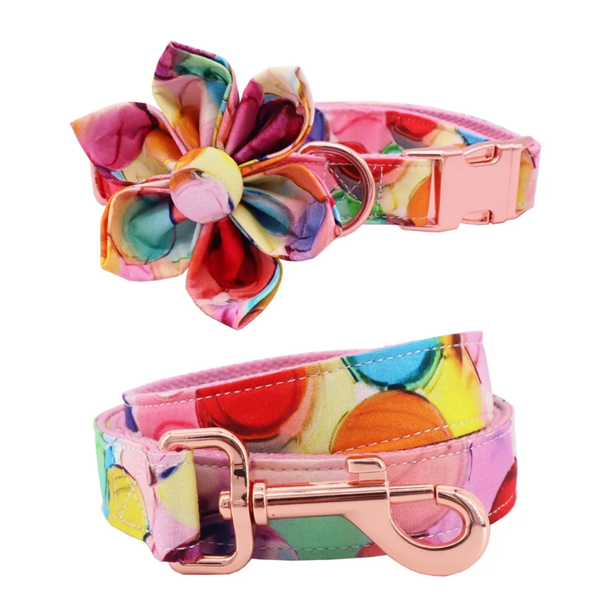 Bubbles Print Collar Leash Set | Personalized Dog ID Collar