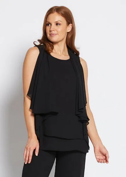 Cape multiwear chiffon blouse in Black