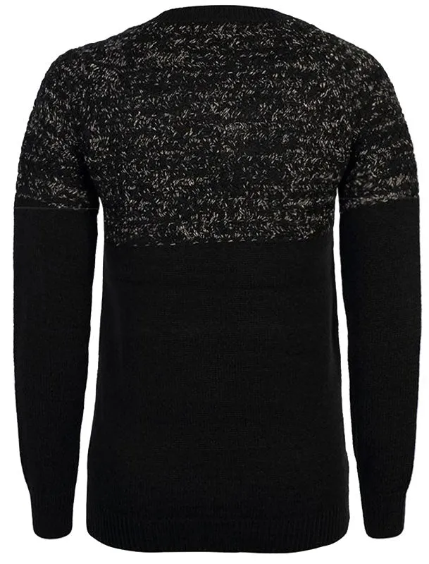 Carnation Knitted Jumper with Cross Stitch Gold Lurex Panel in Anthracite - Amara Reya