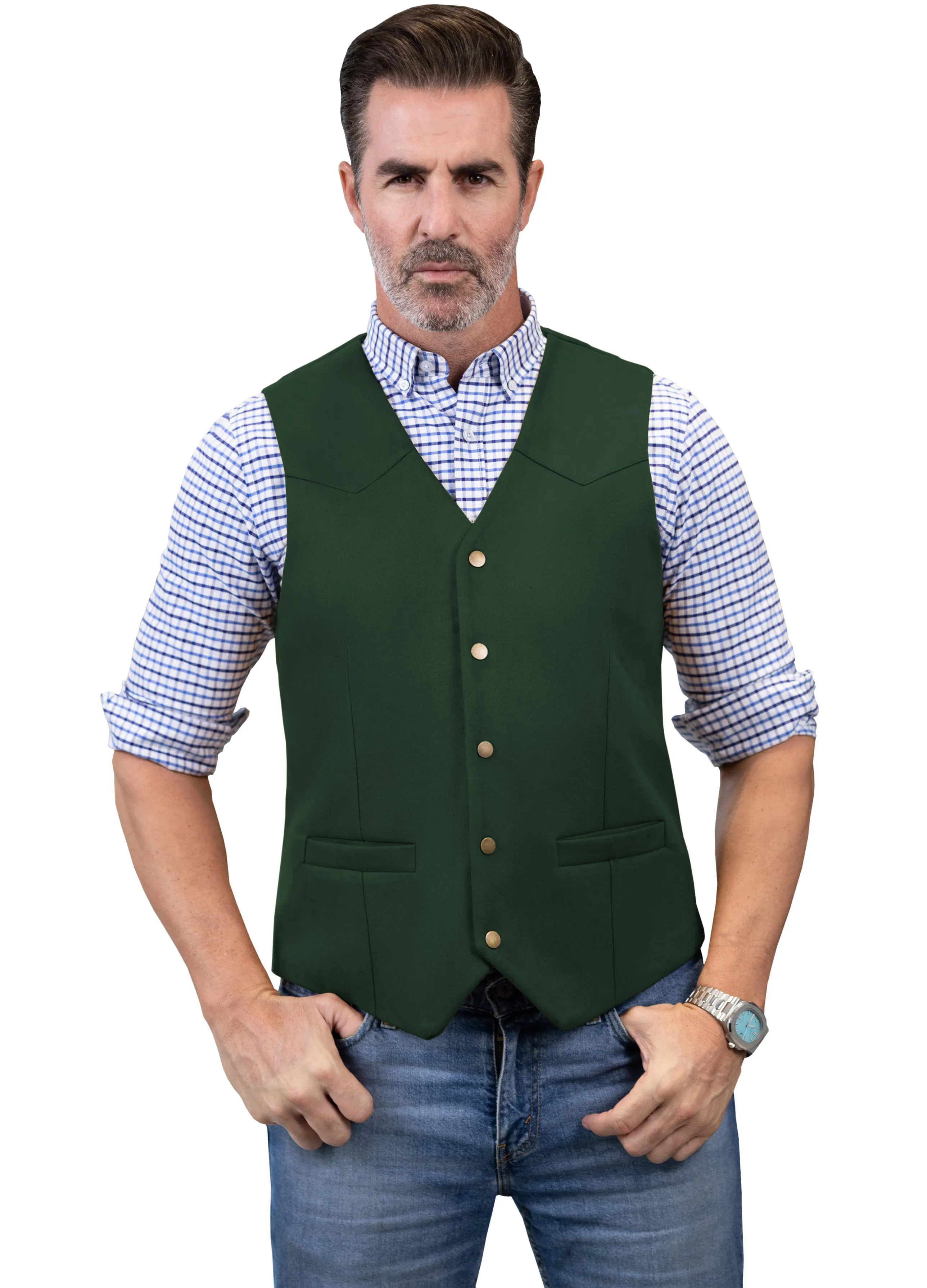 Casual Men's Fashion Suede V Neck Waistcoat Denim Vest