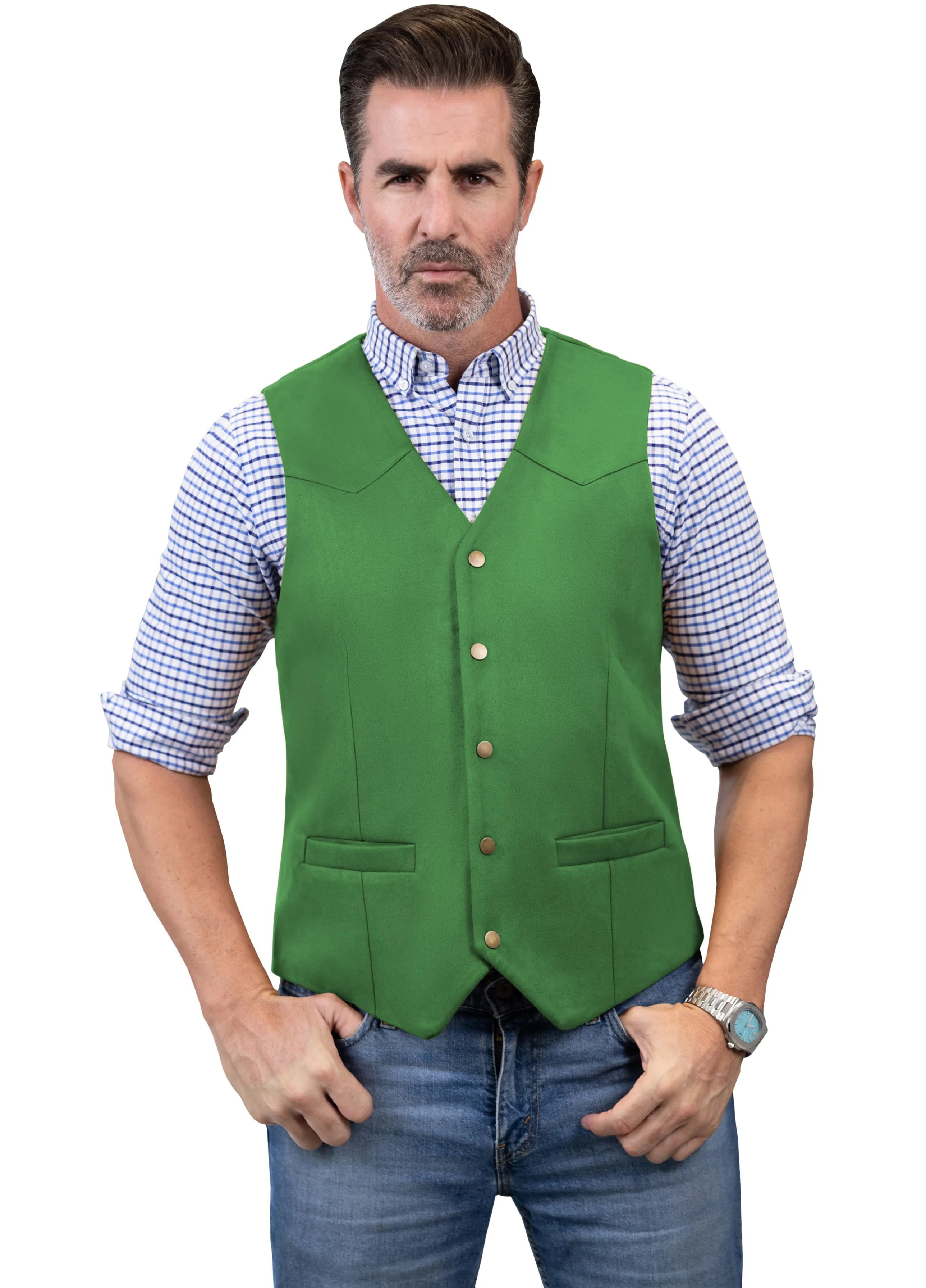 Casual Men's Fashion Suede V Neck Waistcoat Denim Vest