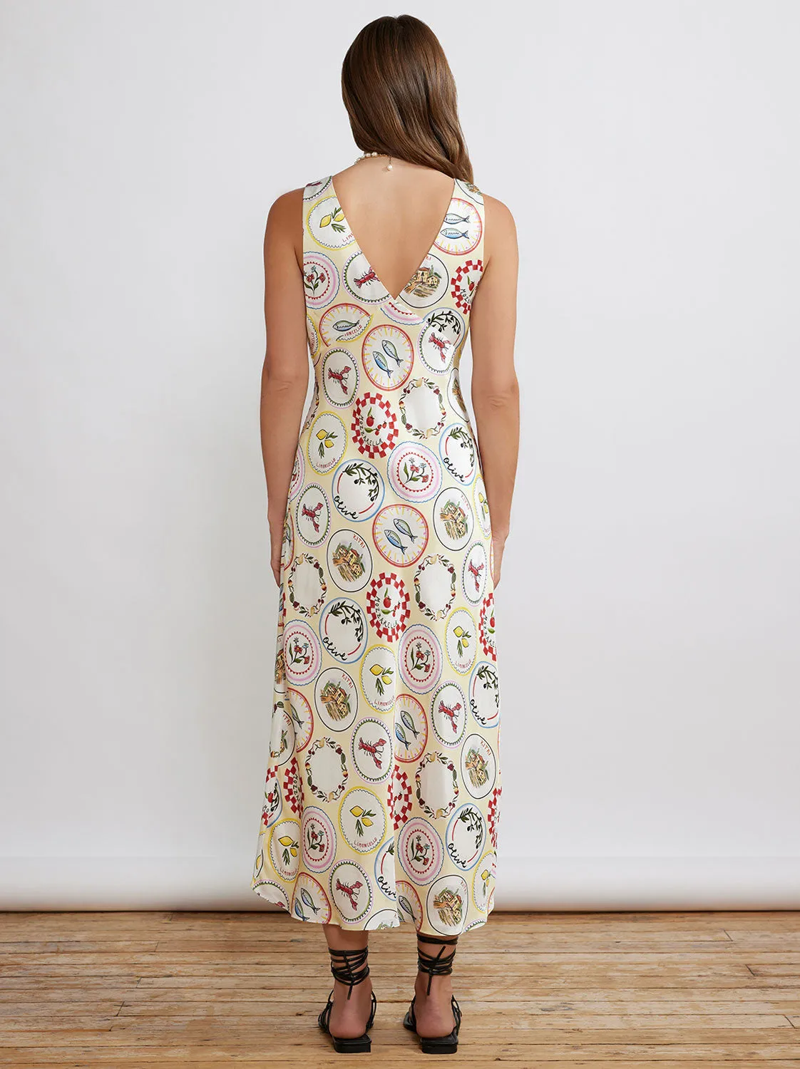 Claire Vintage Plates Slip Dress