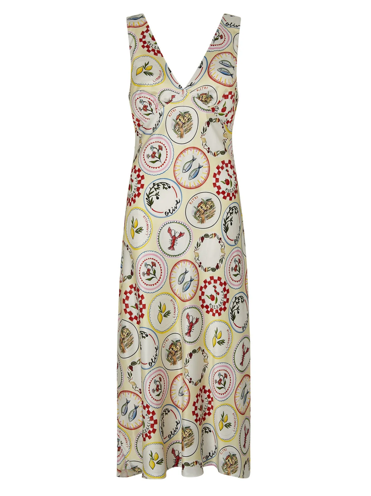 Claire Vintage Plates Slip Dress