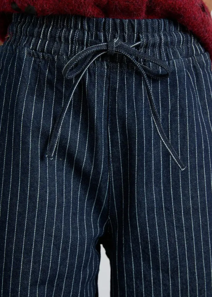 Damson Madder Rafe Jeans - Navy Pin Stripe