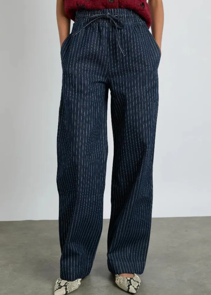 Damson Madder Rafe Jeans - Navy Pin Stripe