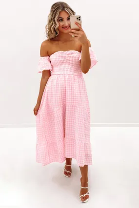 Danny Midi Dress Pink Check