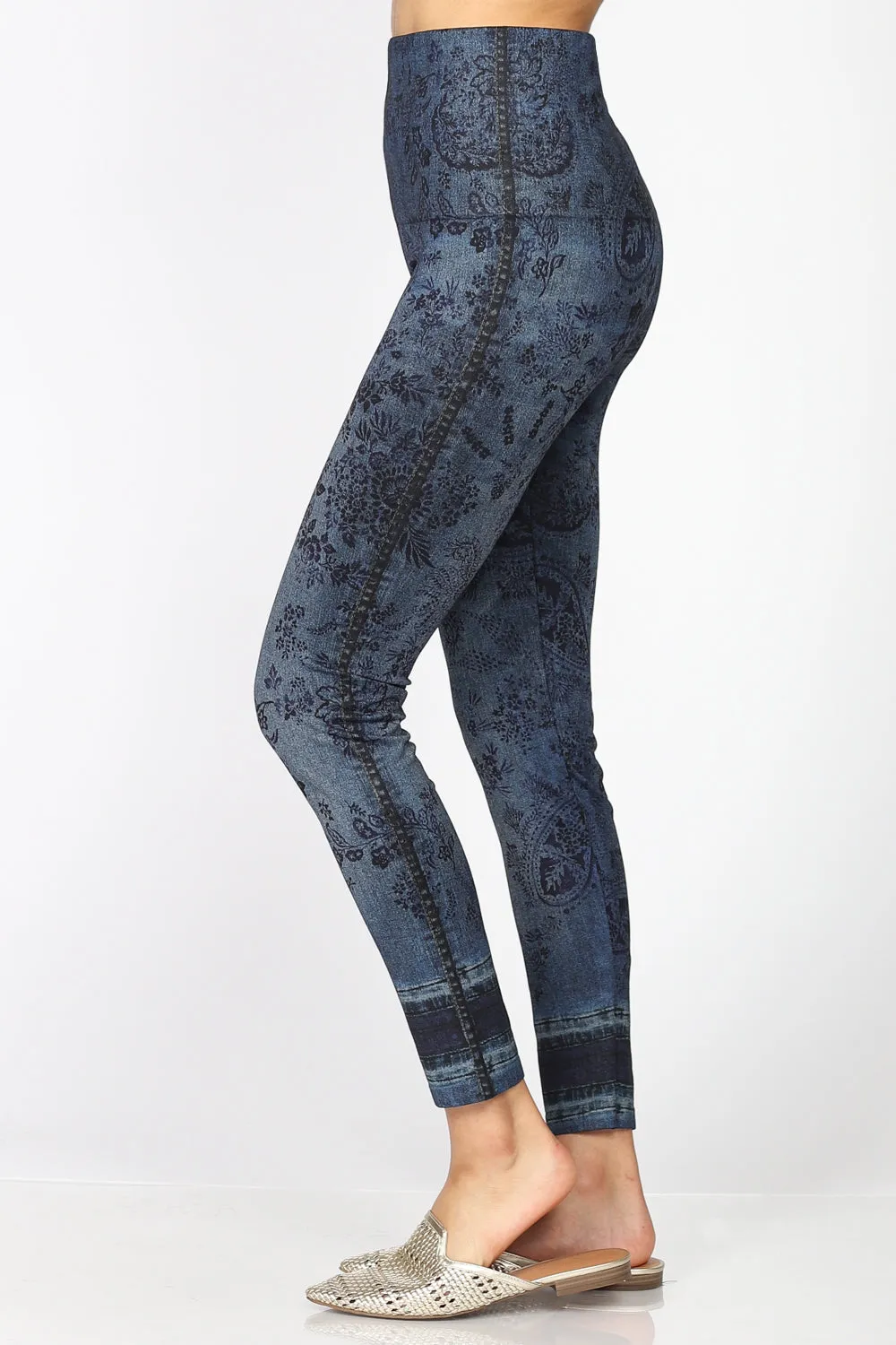 Denim Floral Leggings