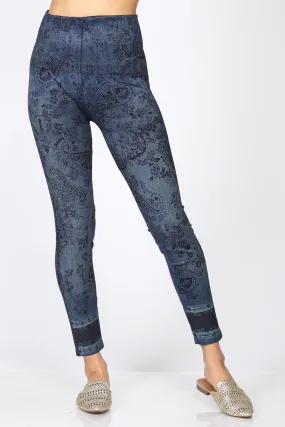 Denim Floral Leggings