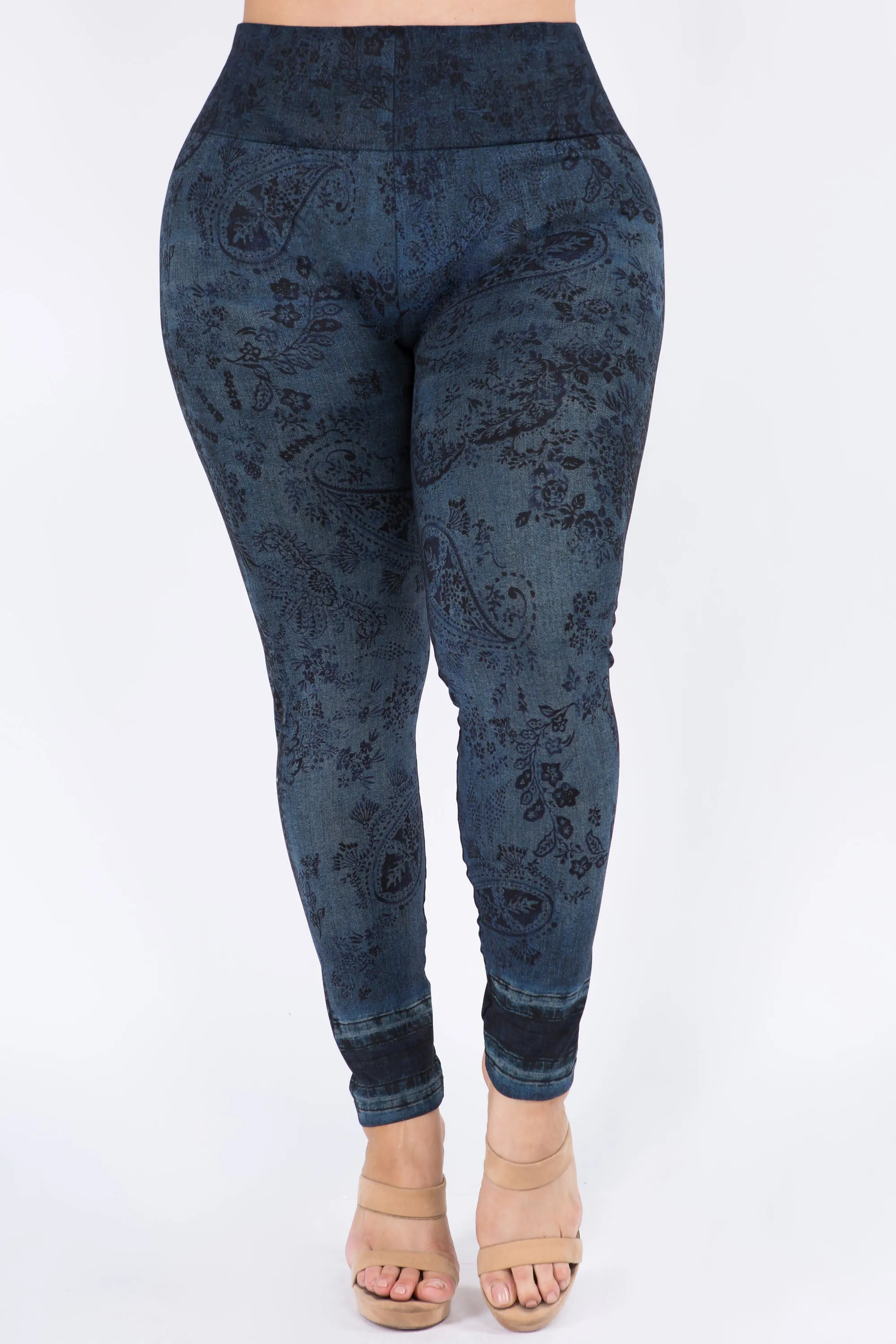 Denim Floral Leggings