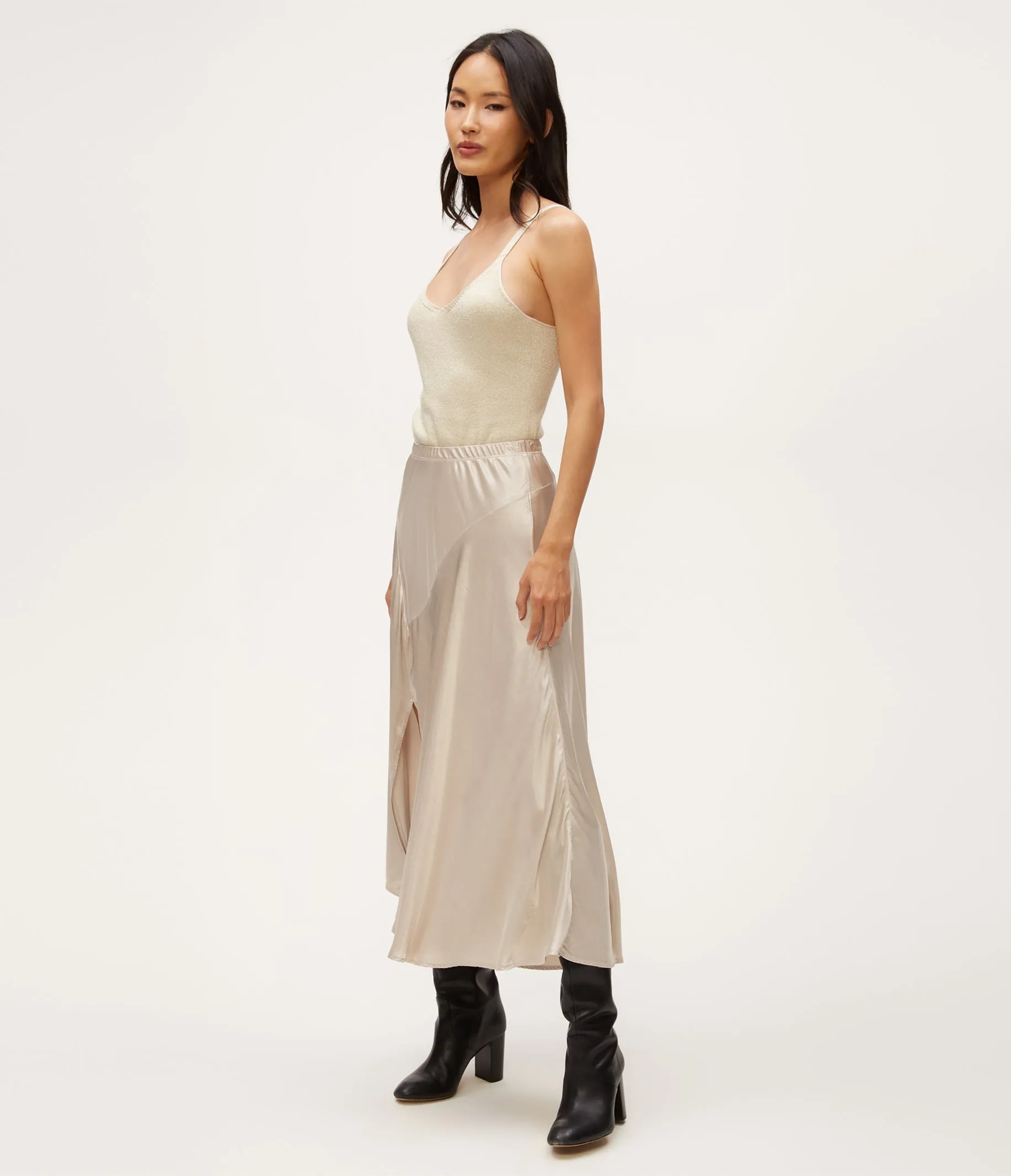 Desi Asymmetrical Satin Skirt