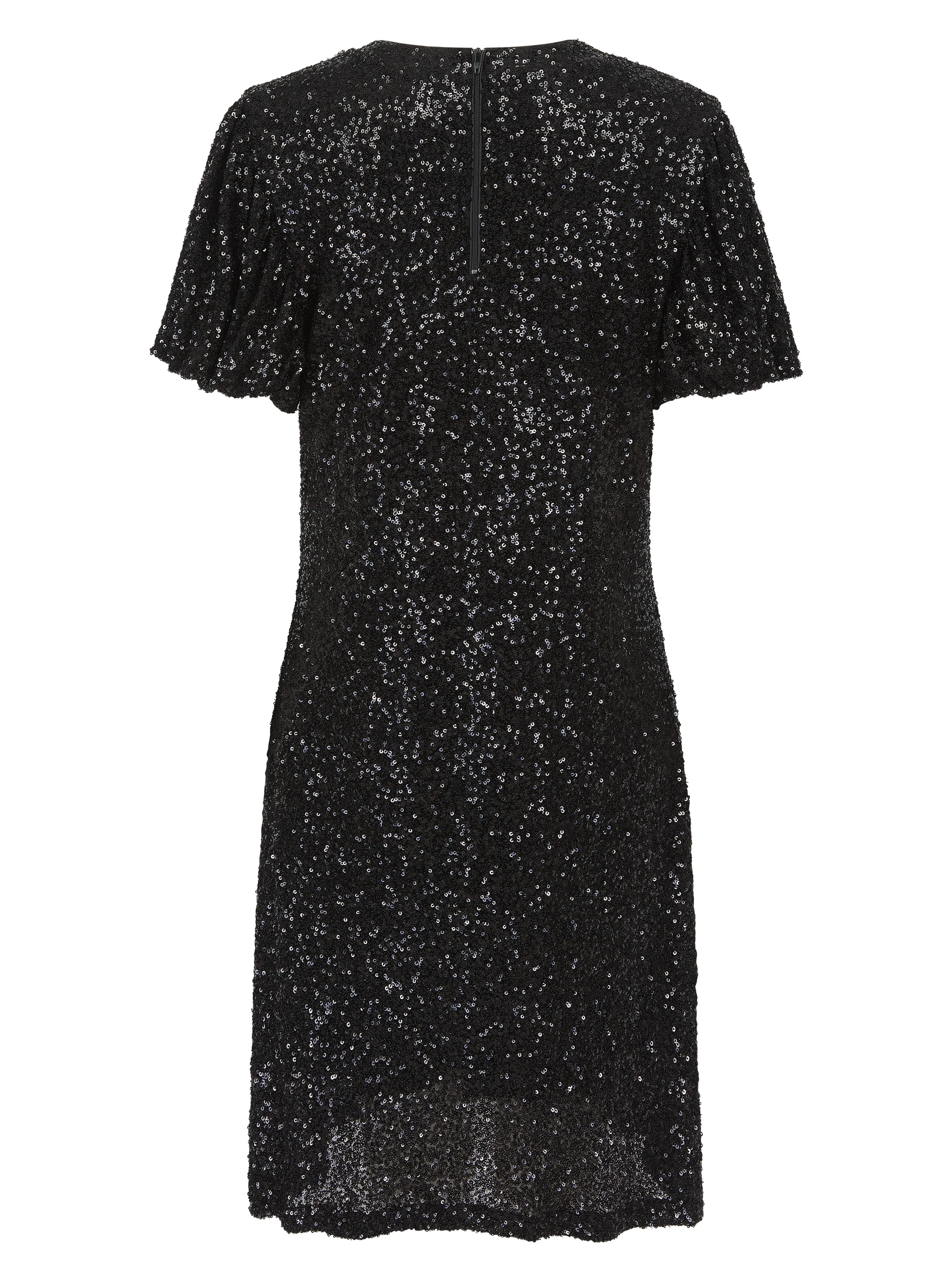 DUSTY SEQUIN T SHIRT DRESS IN BLACK