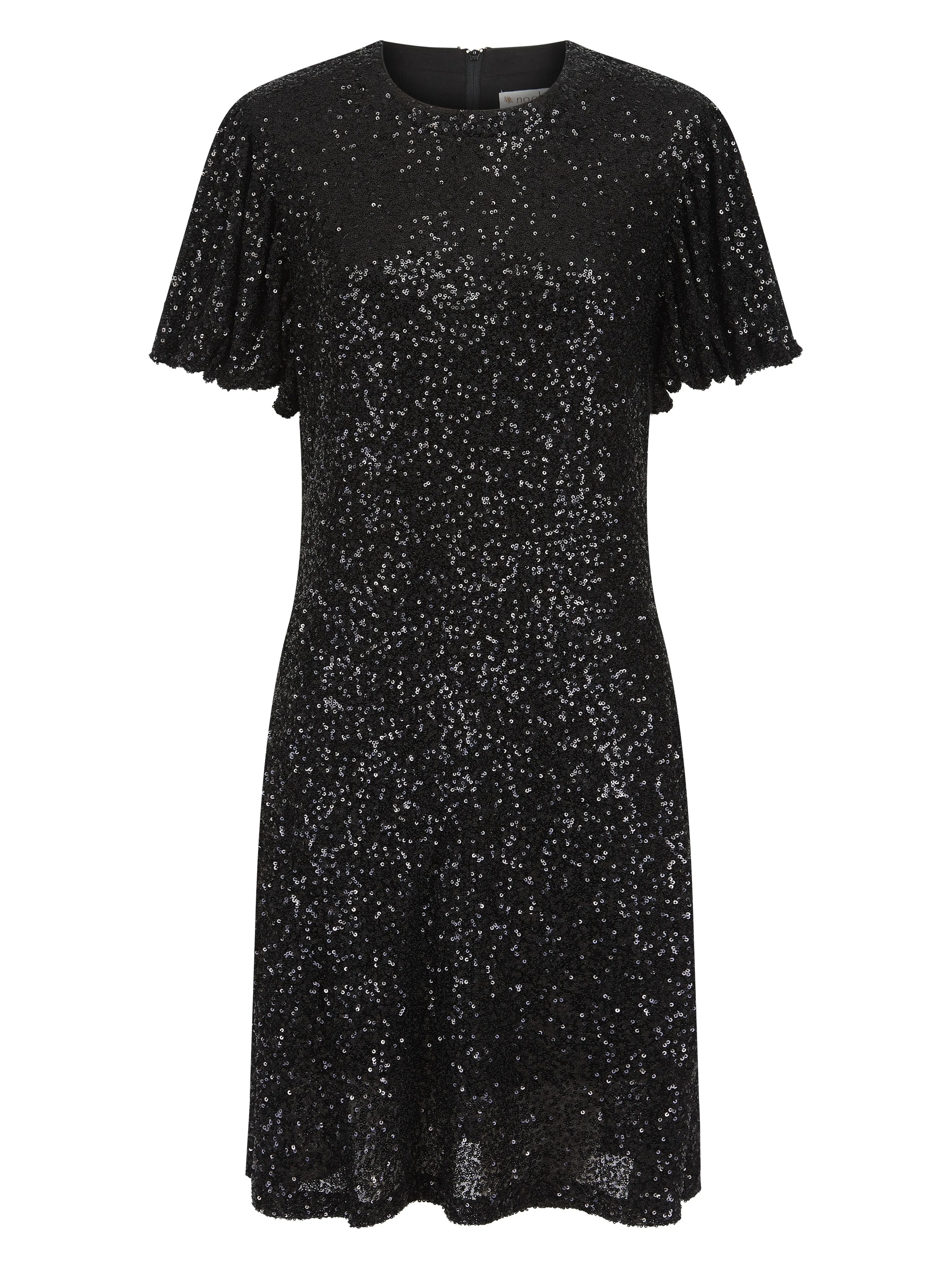 DUSTY SEQUIN T SHIRT DRESS IN BLACK