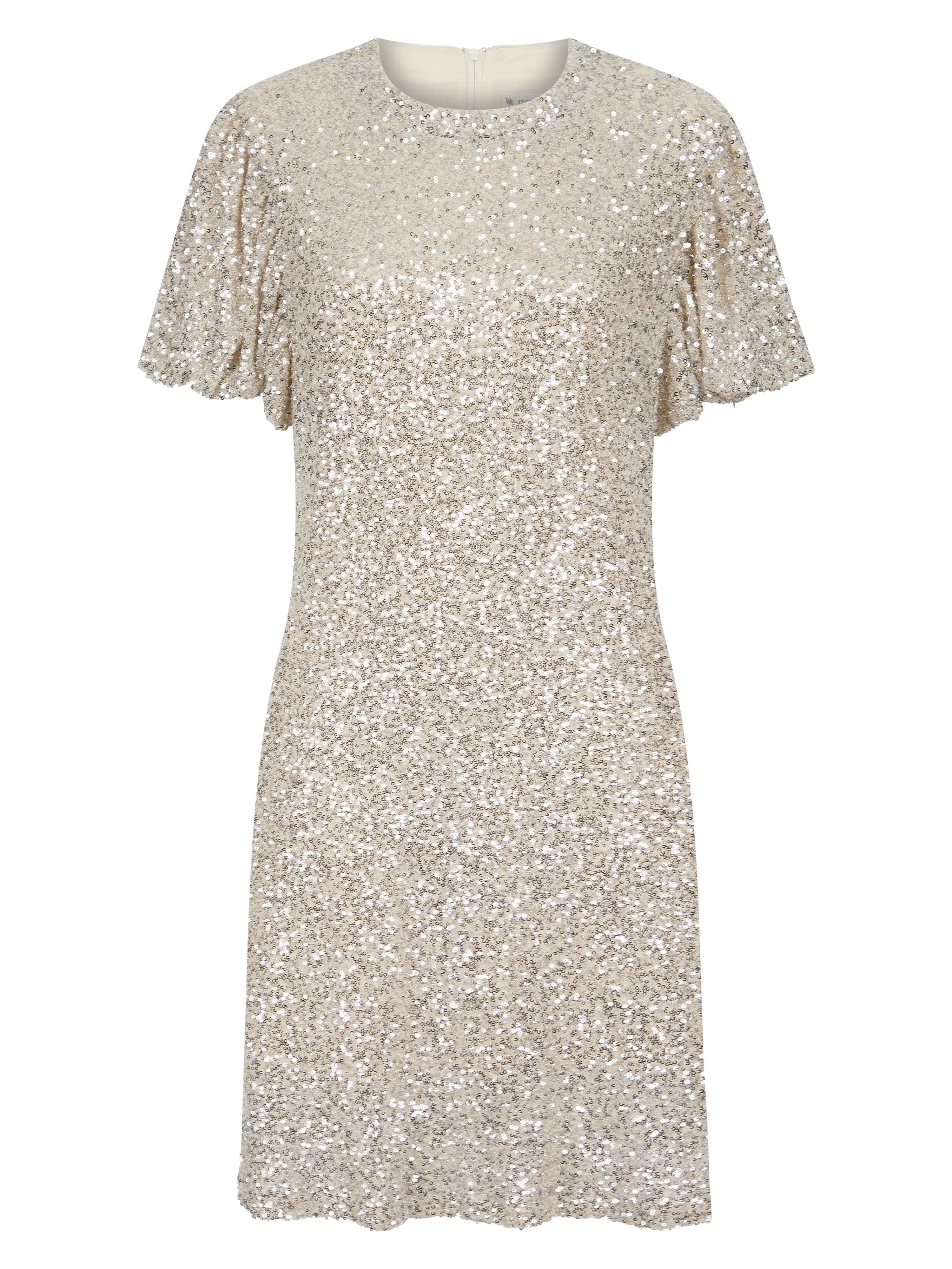 DUSTY SEQUIN T SHIRT DRESS IN GOLD