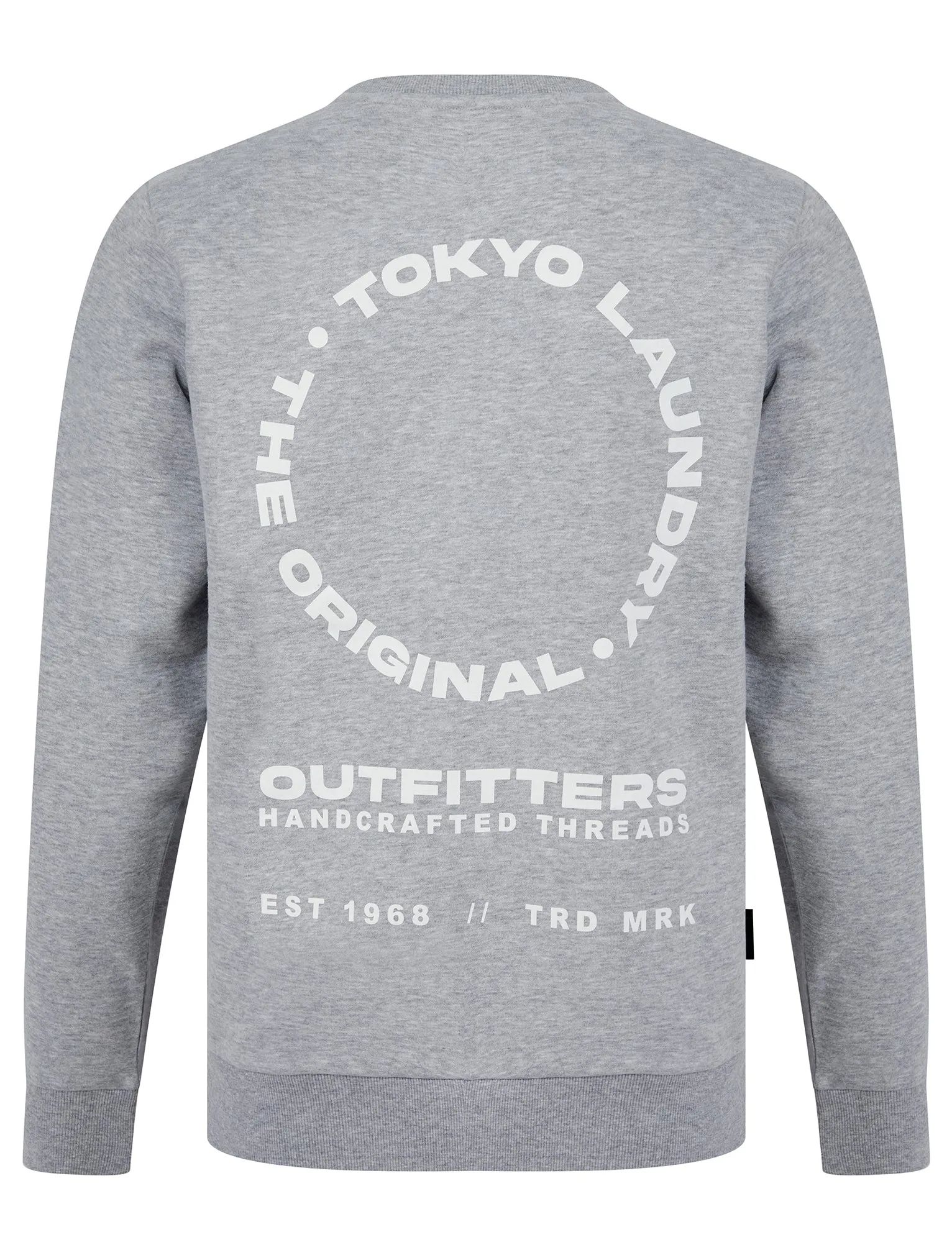 Dylon Motif Brushback Fleece Pullover Crew Neck Sweatshirt with Back Print in Light Grey Marl - Tokyo Laundry