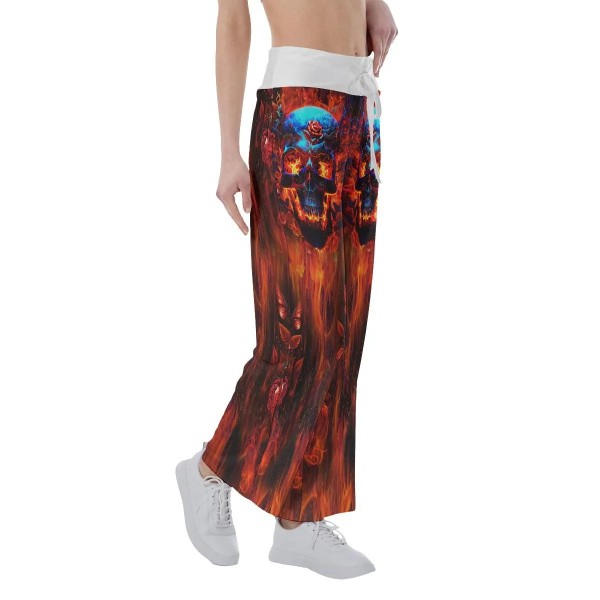 Fire Skull 3D High-waisted Wide Leg Pants