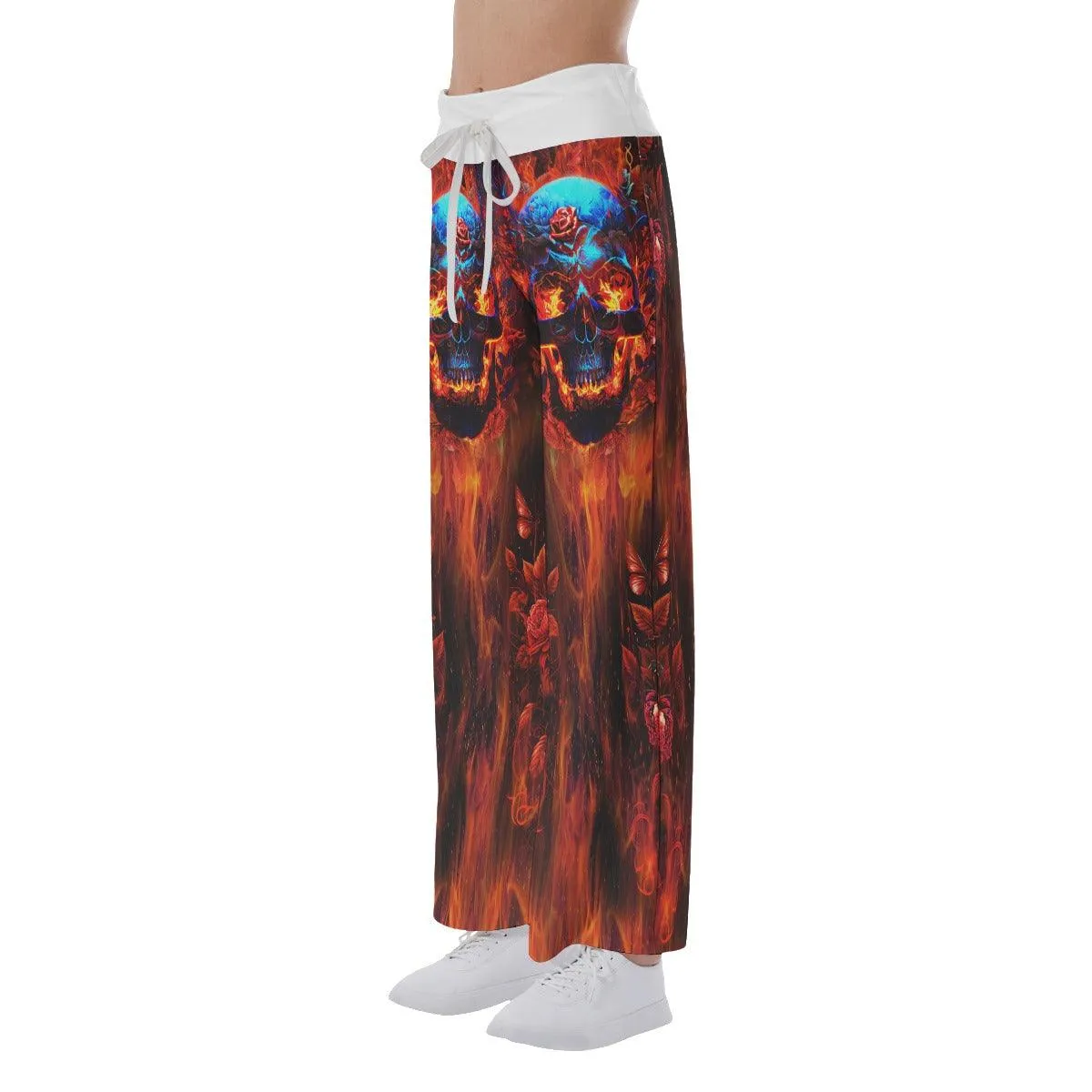 Fire Skull 3D High-waisted Wide Leg Pants