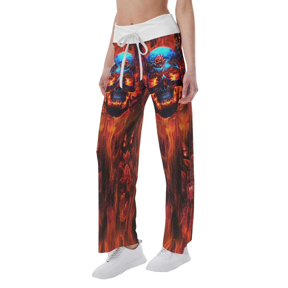 Fire Skull 3D High-waisted Wide Leg Pants