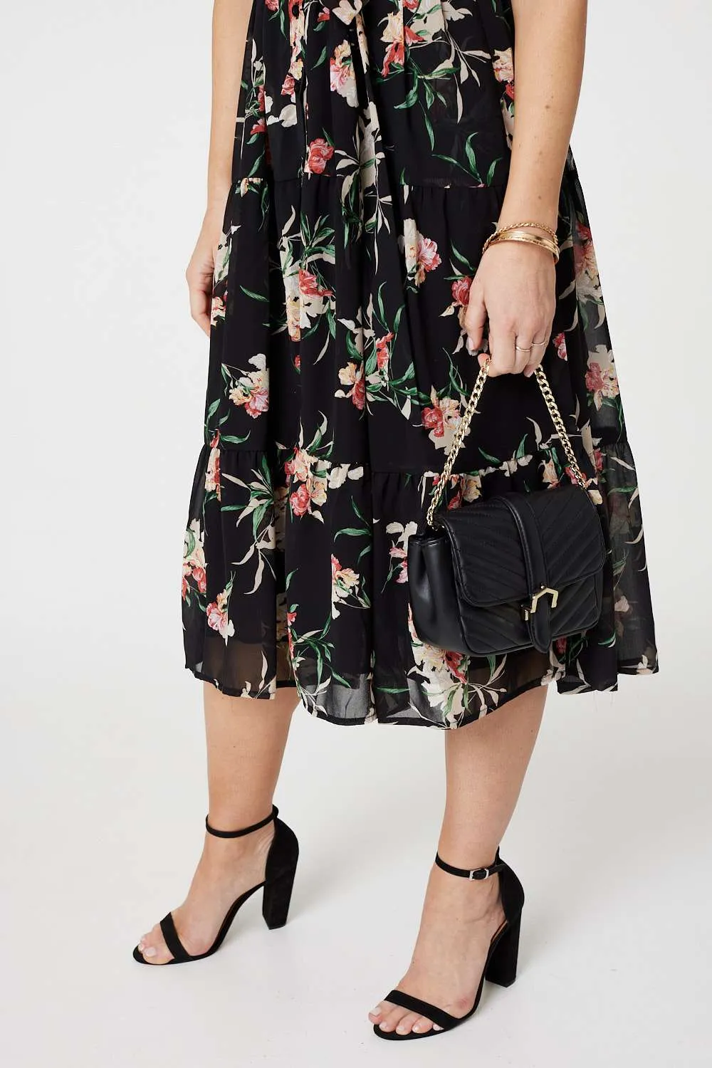 Floral Angel Sleeve Shirt Dress