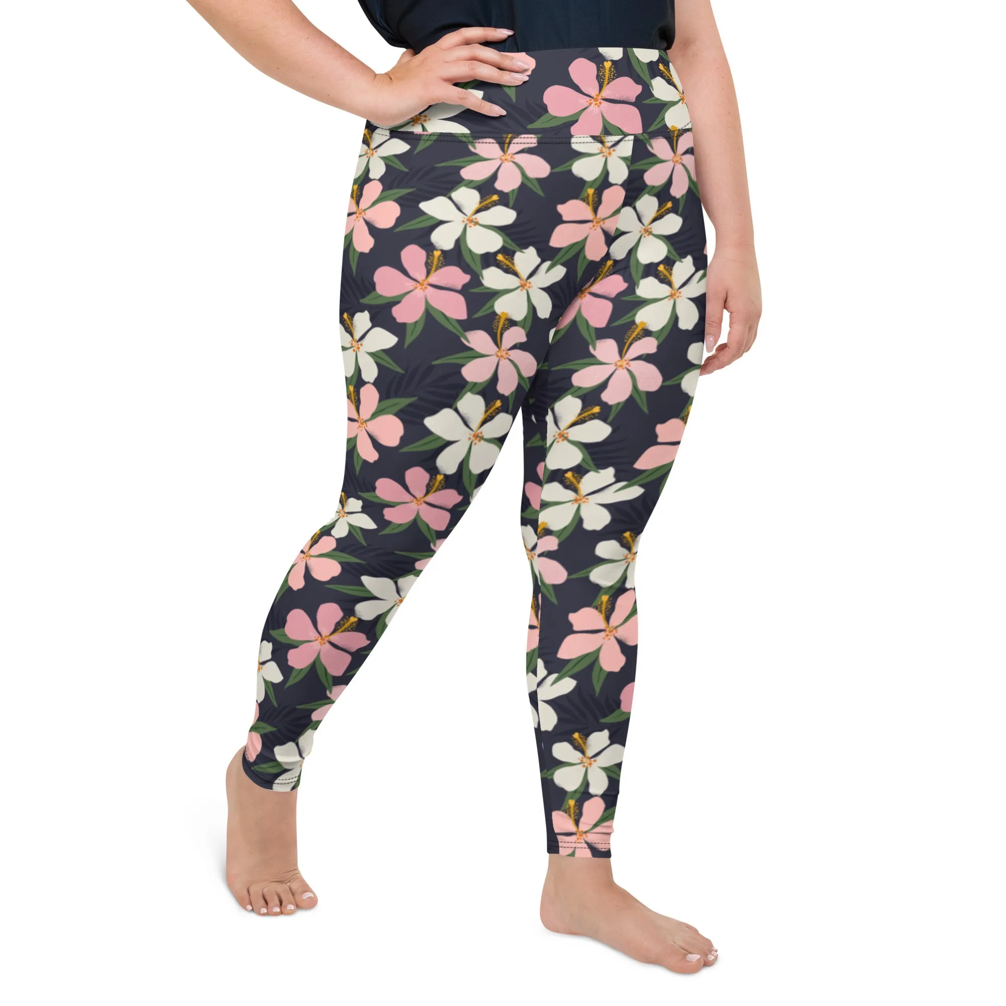 Floral Artwork Plus Size Leggings