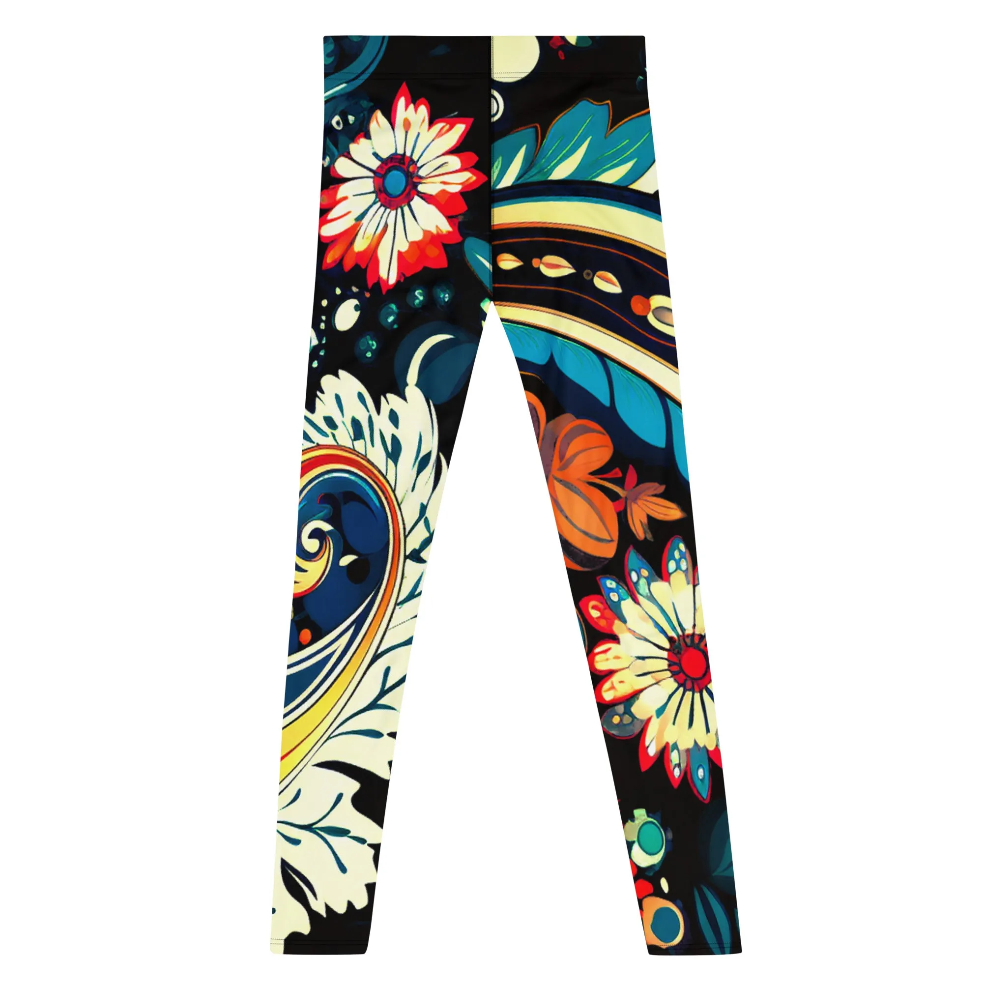 Floral Midnight Men’s Leggings – Elegant, Artistic, and Bold