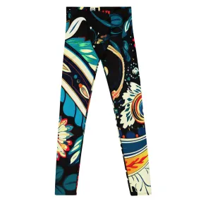 Floral Midnight Men’s Leggings – Elegant, Artistic, and Bold