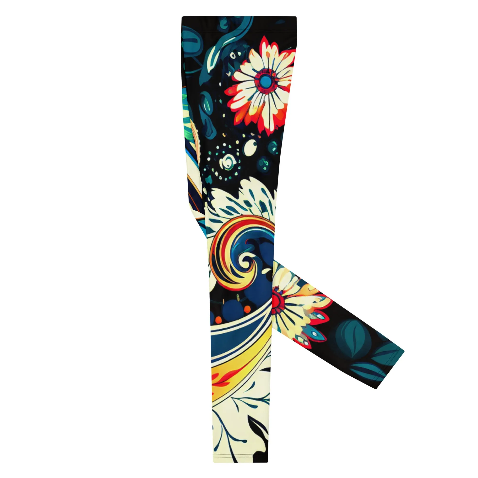 Floral Midnight Men’s Leggings – Elegant, Artistic, and Bold