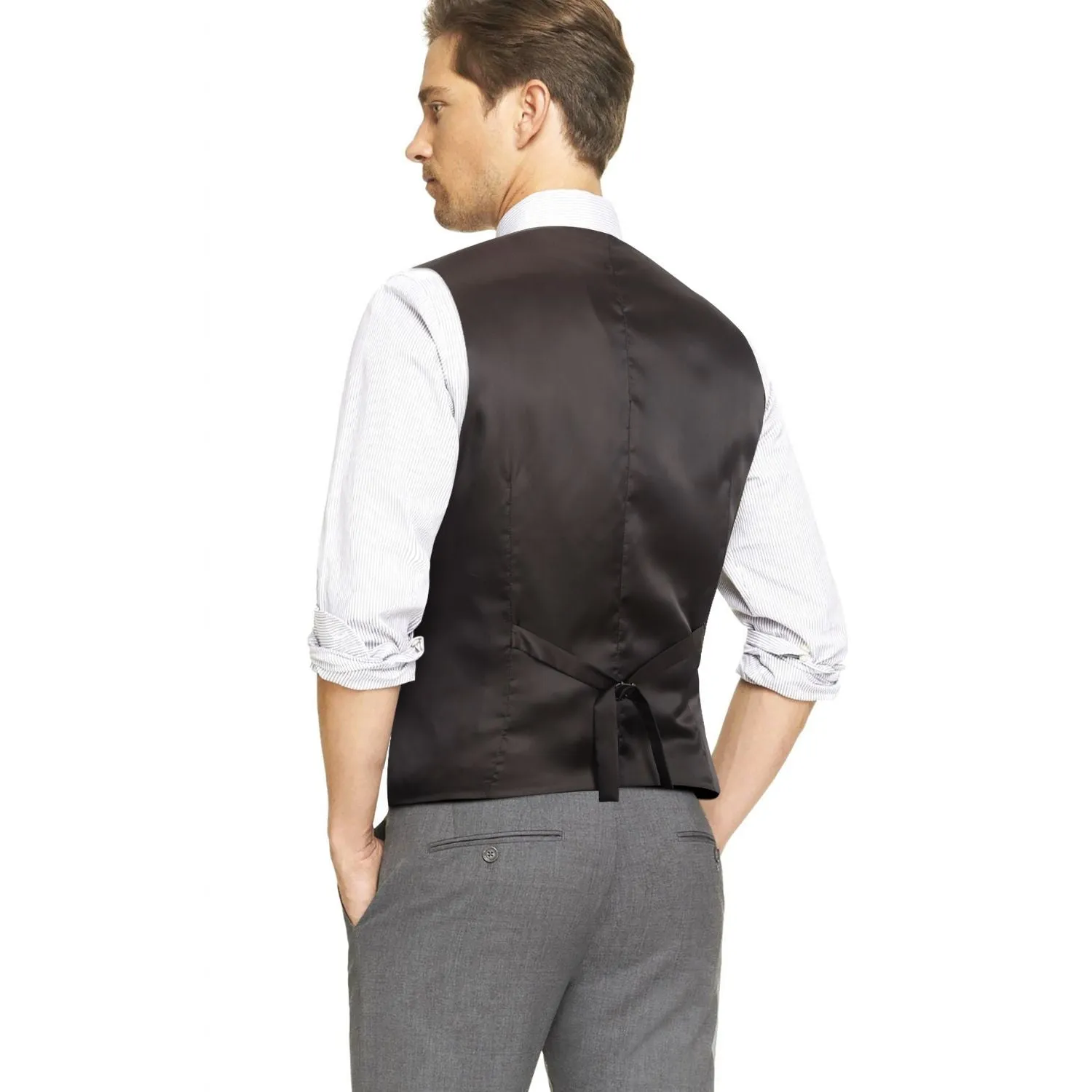 Formal Suit Vest - A-DARK BROWN-SMOOTH BACK