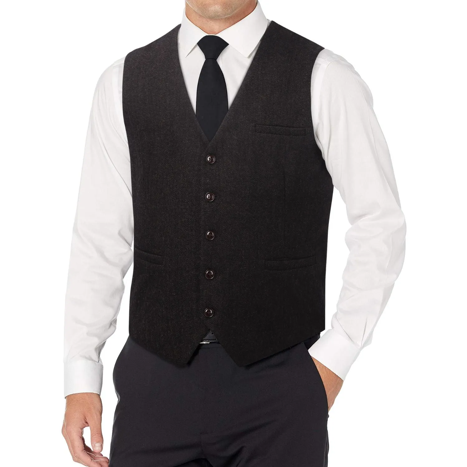 Formal Suit Vest - A-DARK BROWN-SMOOTH BACK