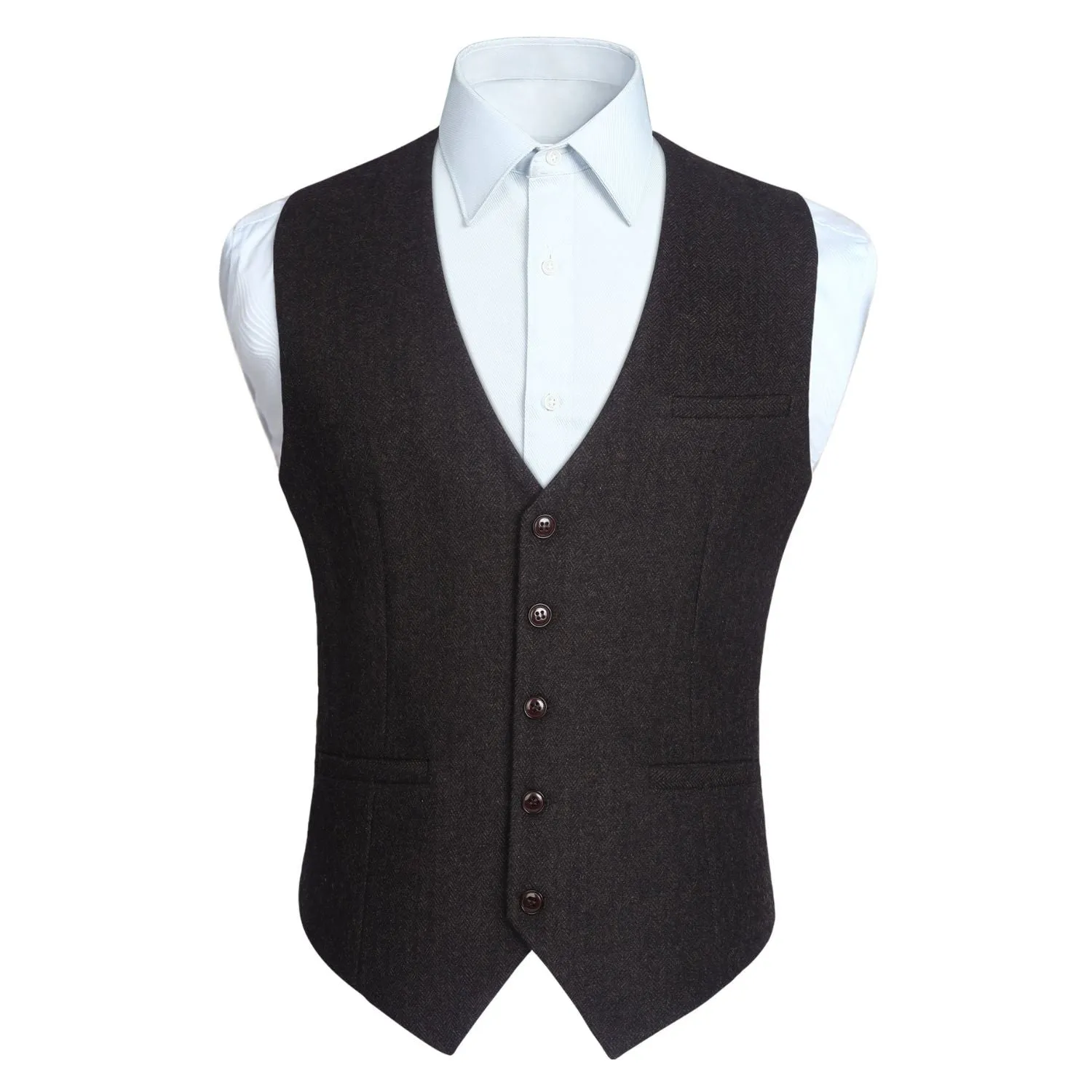 Formal Suit Vest - A-DARK BROWN-SMOOTH BACK