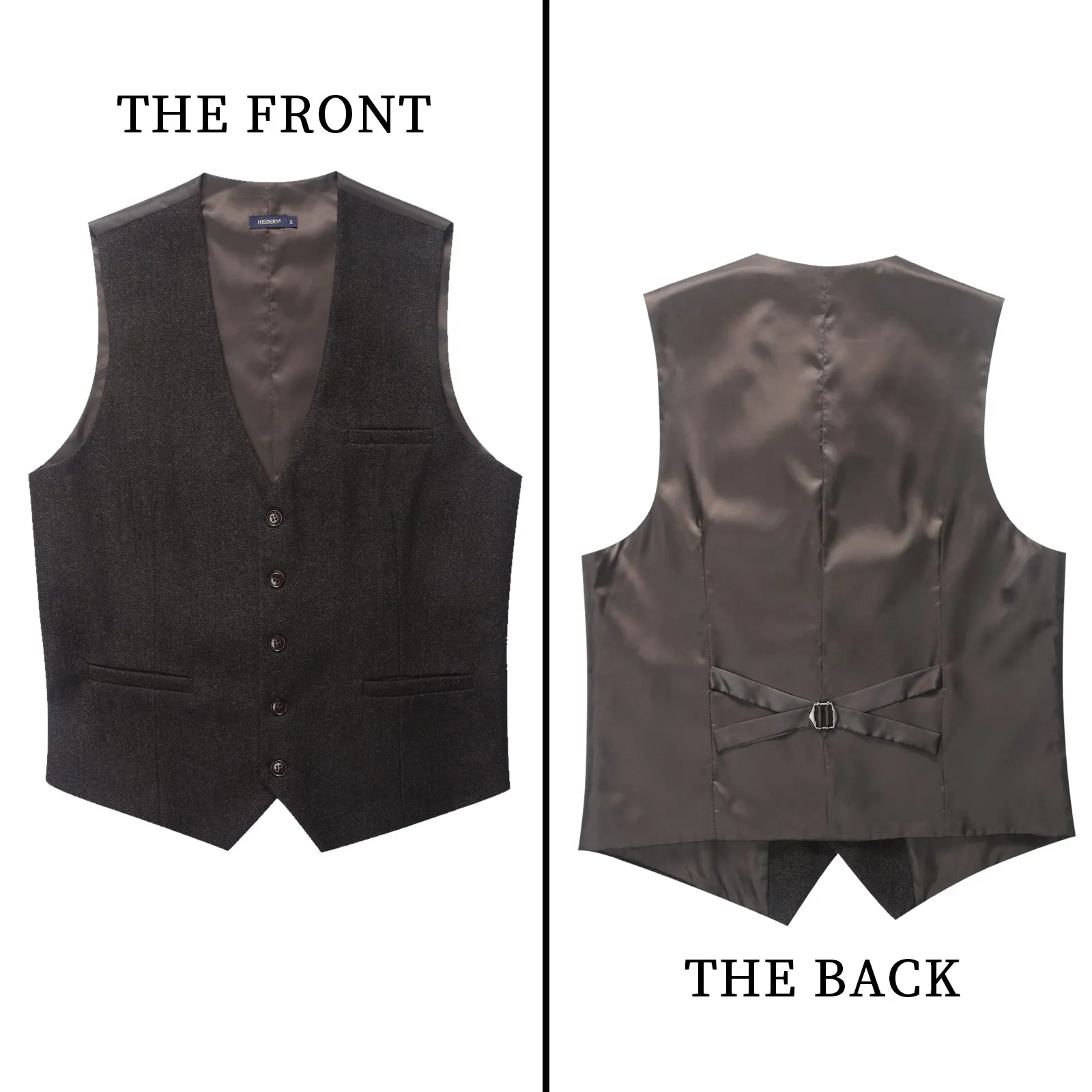 Formal Suit Vest - A-DARK BROWN-SMOOTH BACK